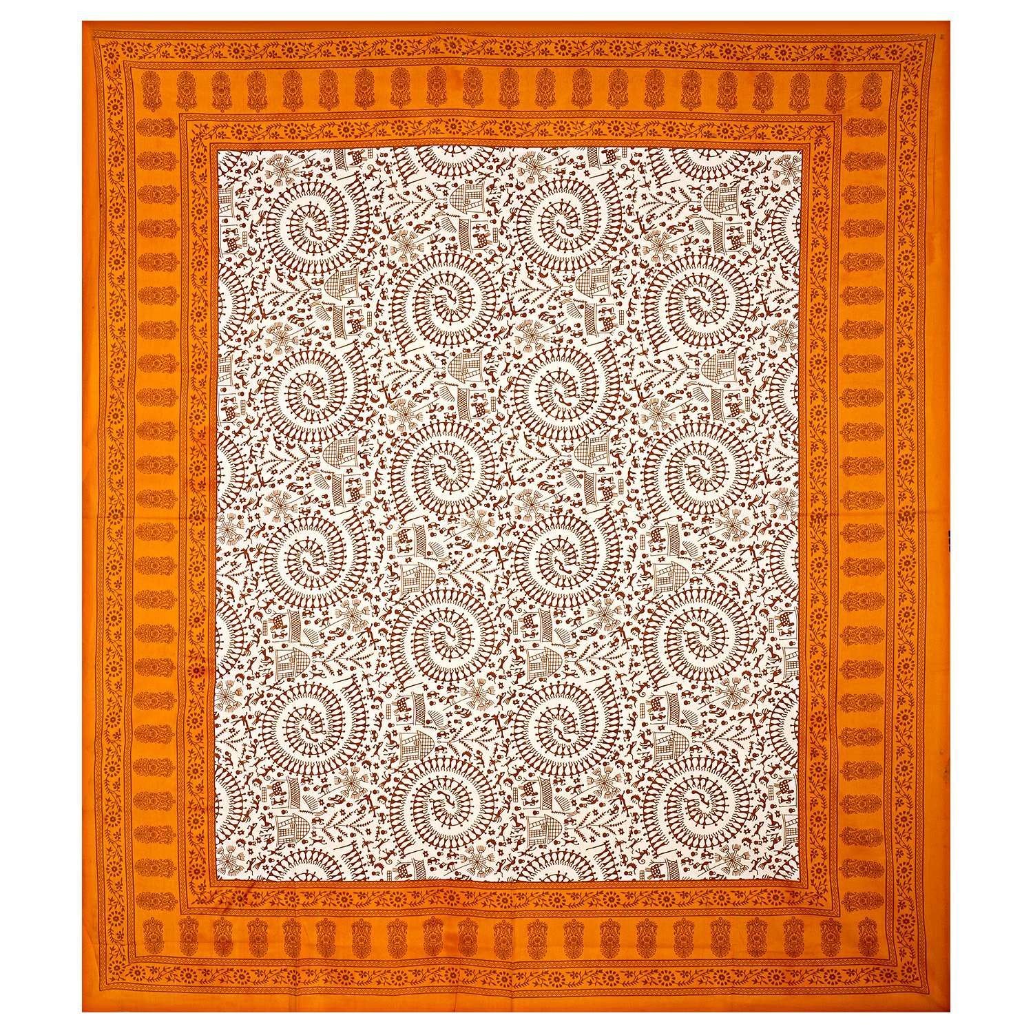 Rajasthani Traditionally Printed Cotton Doublebed Bedsheet With Pack of 2 Pillow Covers