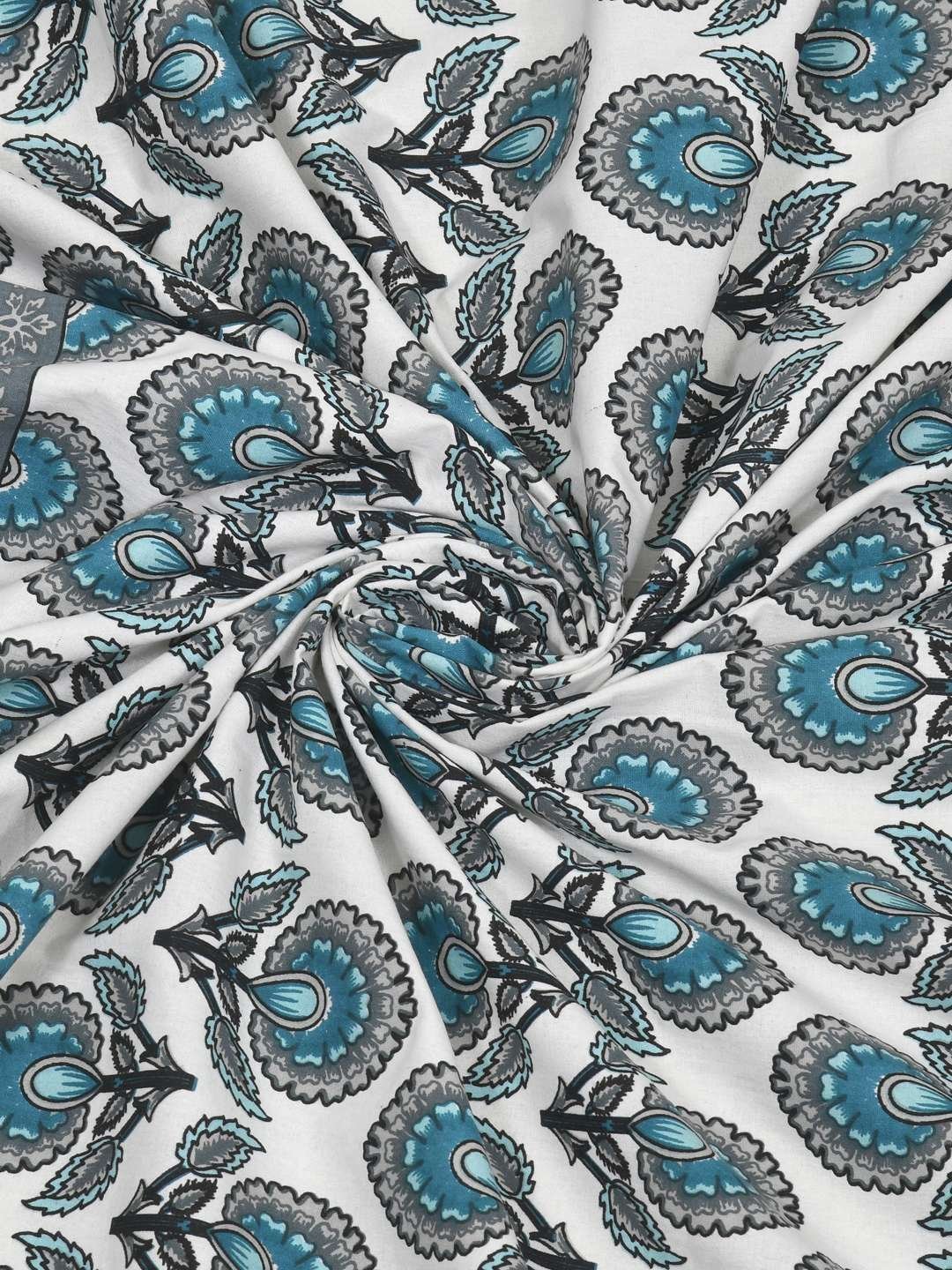 100% Pure Cotton Traditional  Printed Bedsheet for Double Bed King Size Bedsheet with 2 Pillow Covers