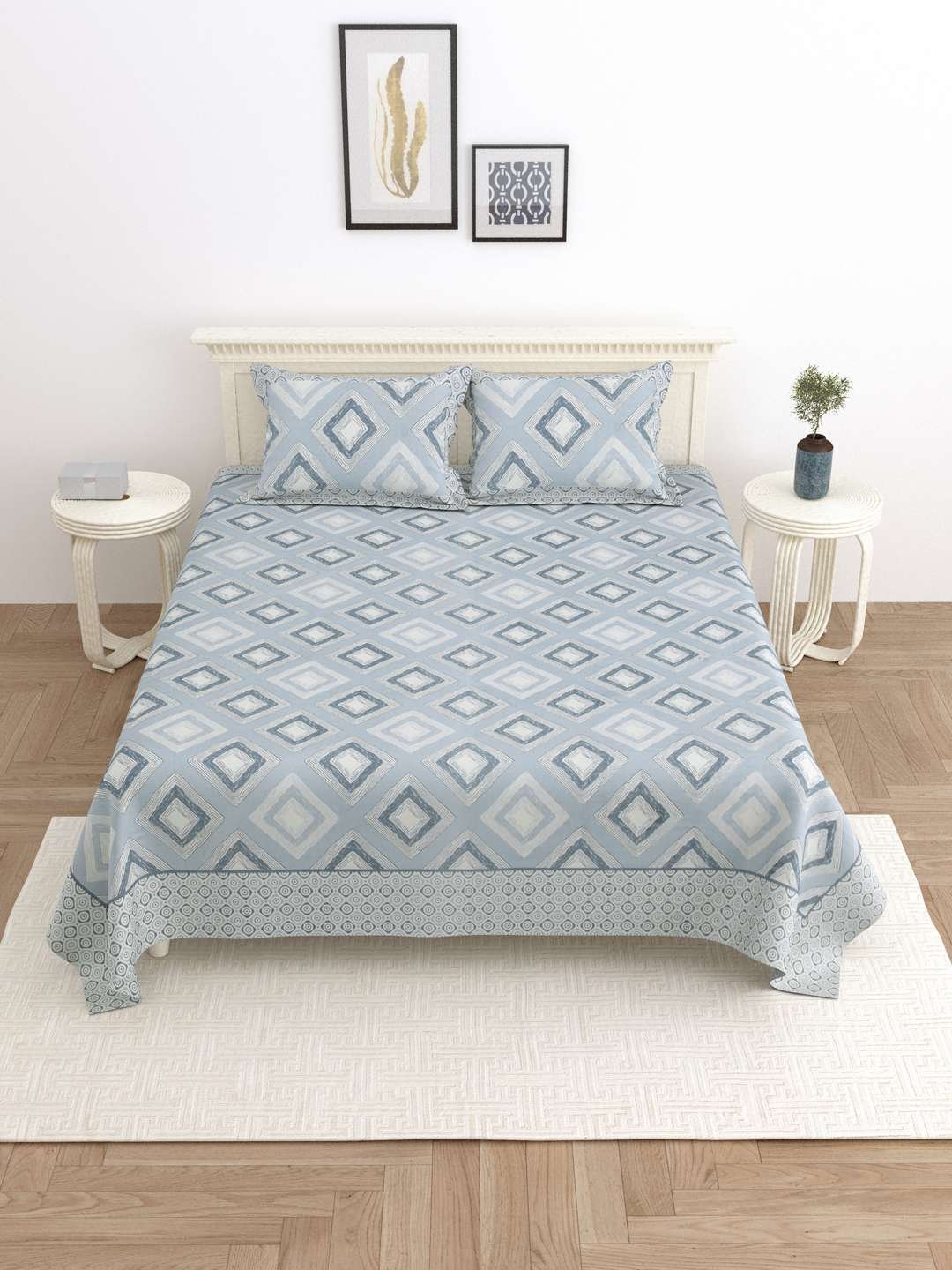 100% Pure Cotton Traditional  Printed Bedsheet for Double Bed King Size Bedsheet with 2 Pillow Covers