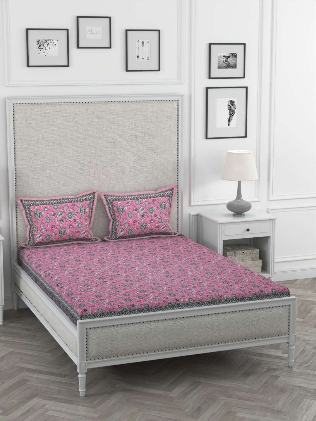 100% Pure Cotton Traditional  Printed Bedsheet for Double Bed King Size Bedsheet with 2 Pillow Covers