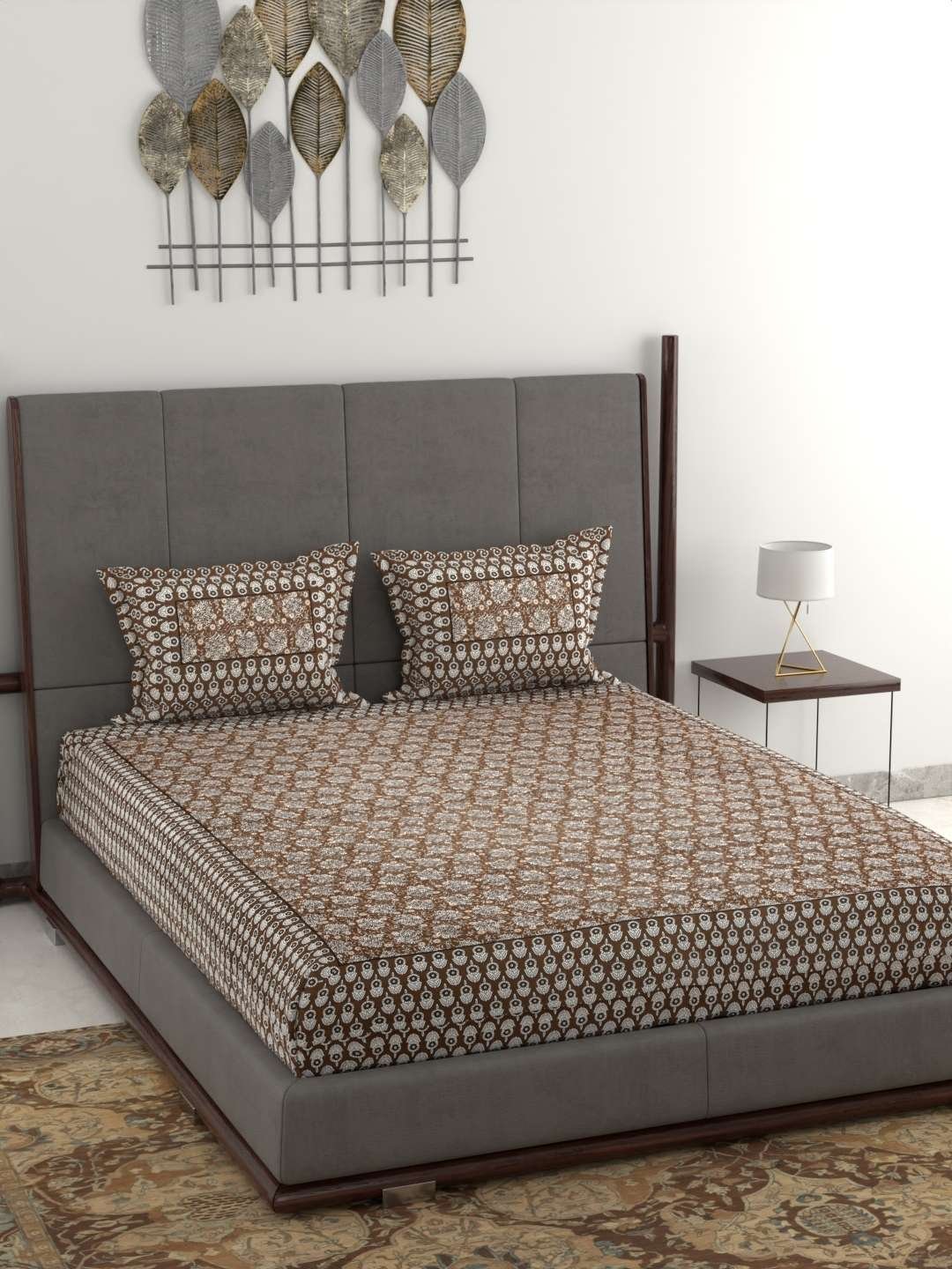 100% Pure Cotton Traditional  Printed Bedsheet for Double Bed King Size Bedsheet with 2 Pillow Covers