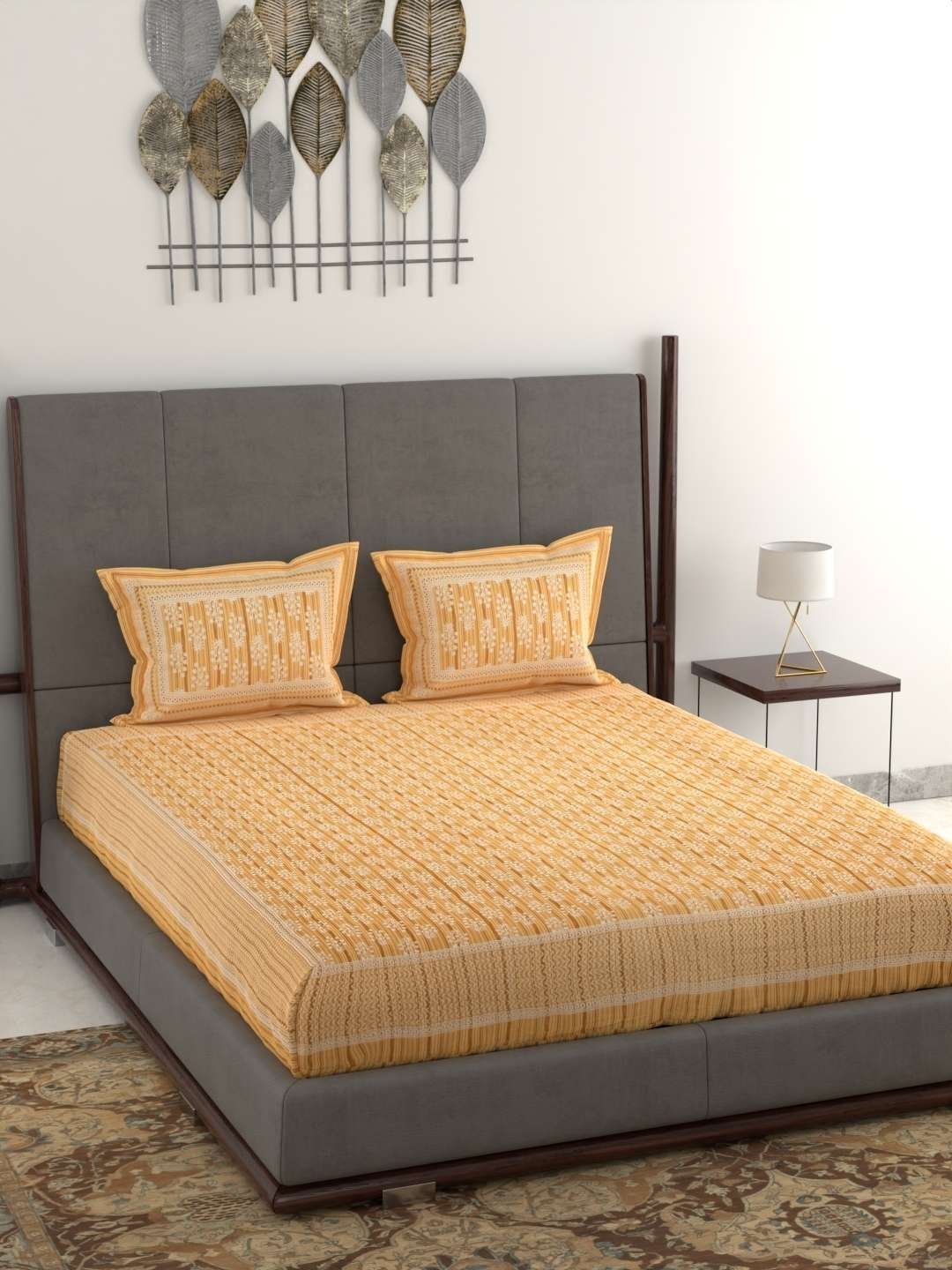 100% Pure Cotton Traditional  Printed Bedsheet for Double Bed King Size Bedsheet with 2 Pillow Covers
