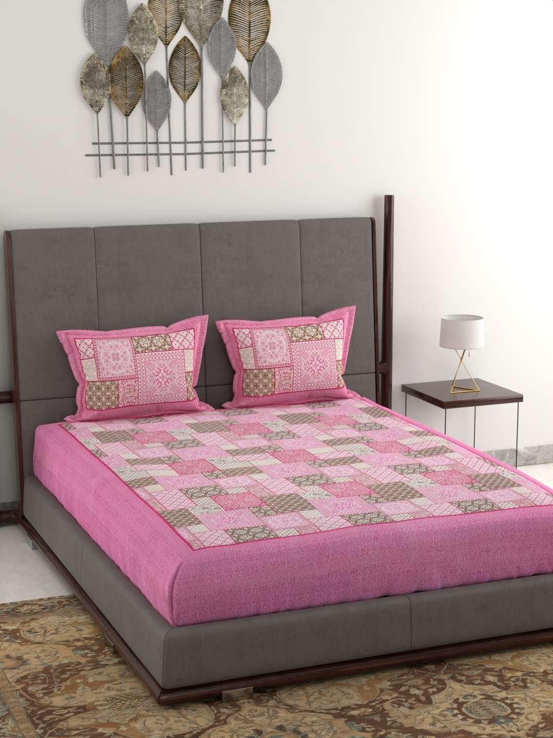 100% Pure Cotton Traditional  Printed Bedsheet for Double Bed King Size Bedsheet with 2 Pillow Covers