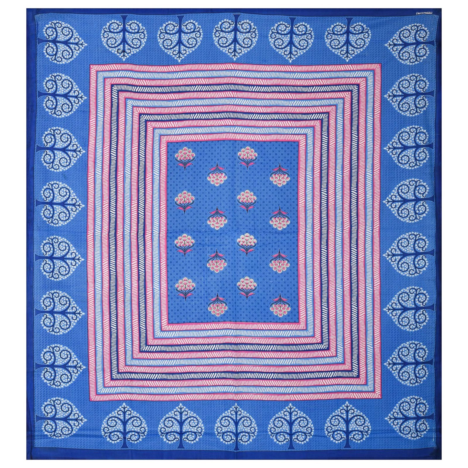 100% Pure Cotton Traditional  Printed Bedsheet for Double Bed King Size Bedsheet with 2 Pillow Covers