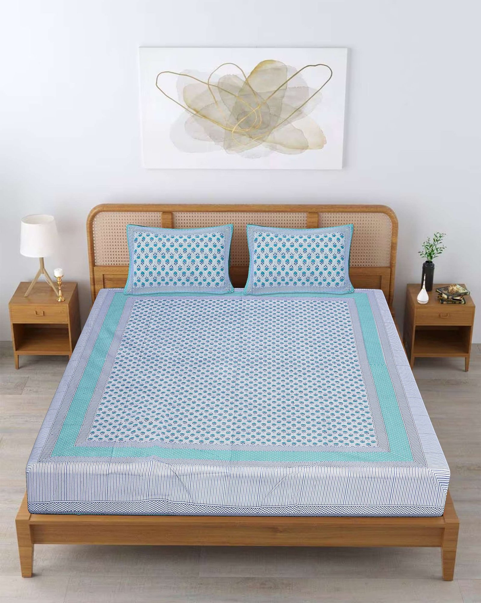100% Pure Cotton Traditional  Printed Bedsheet for Double Bed King Size Bedsheet with 2 Pillow Covers