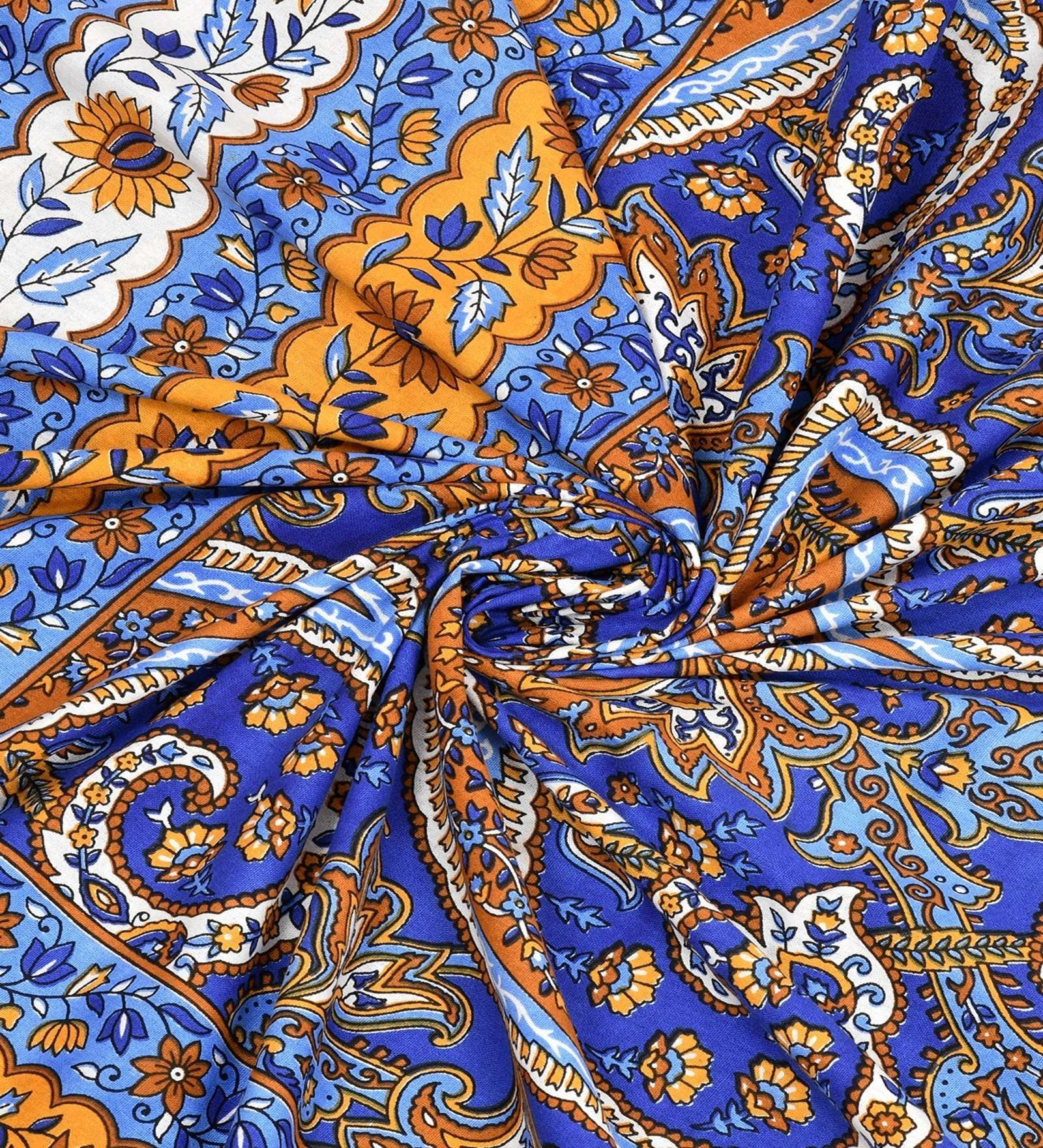 100% Pure Cotton Traditional  Printed Bedsheet for Double Bed King Size Bedsheet with 2 Pillow Covers