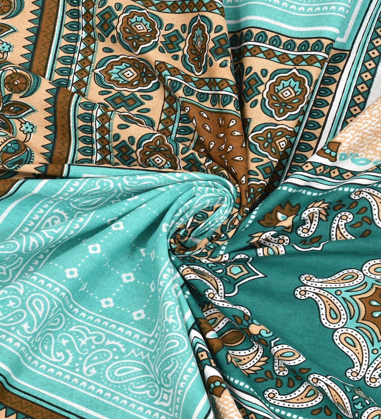 100% Pure Cotton Traditional  Printed Bedsheet for Double Bed King Size Bedsheet with 2 Pillow Covers