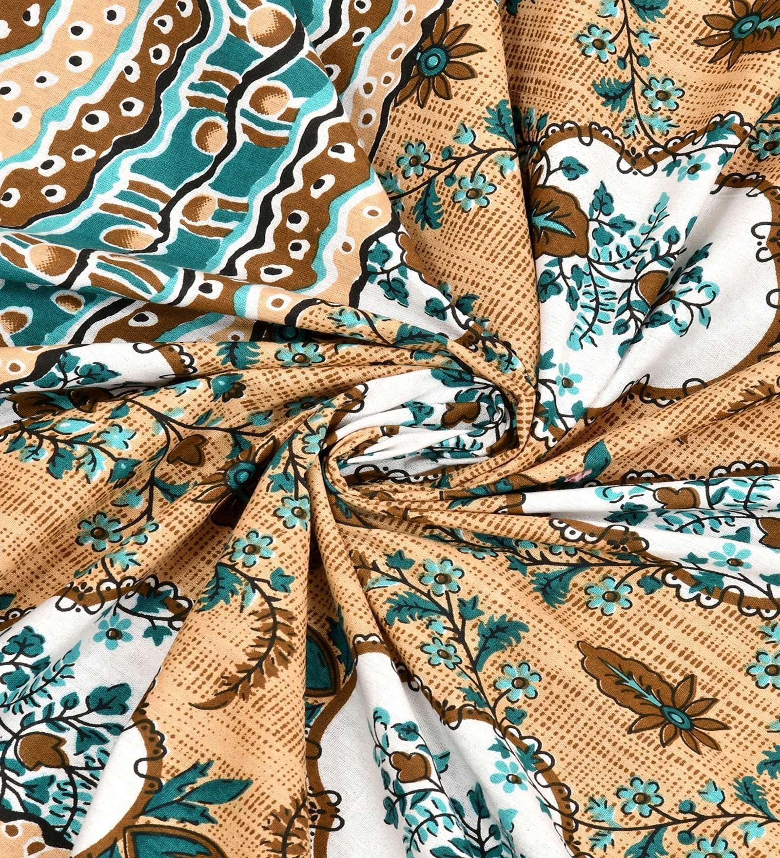 100% Pure Cotton Traditional  Printed Bedsheet for Double Bed King Size Bedsheet with 2 Pillow Covers