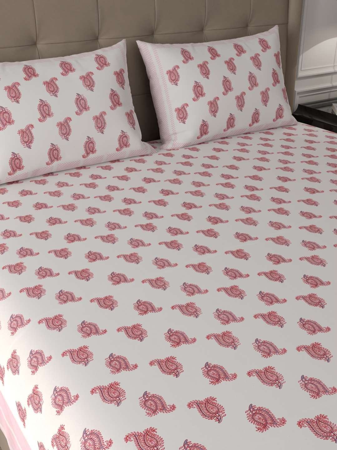 100% Pure Cotton Traditional  Printed Bedsheet for Double Bed King Size Bedsheet with 2 Pillow Covers