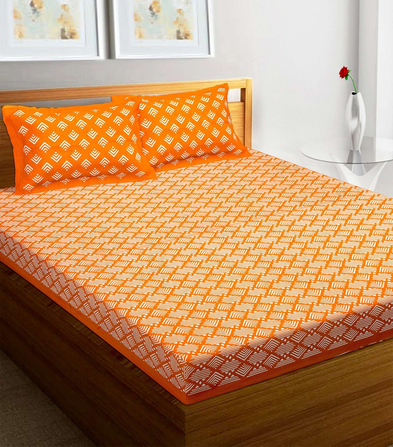 100% Pure Cotton Traditional  Printed Bedsheet for Double Bed King Size Bedsheet with 2 Pillow Covers