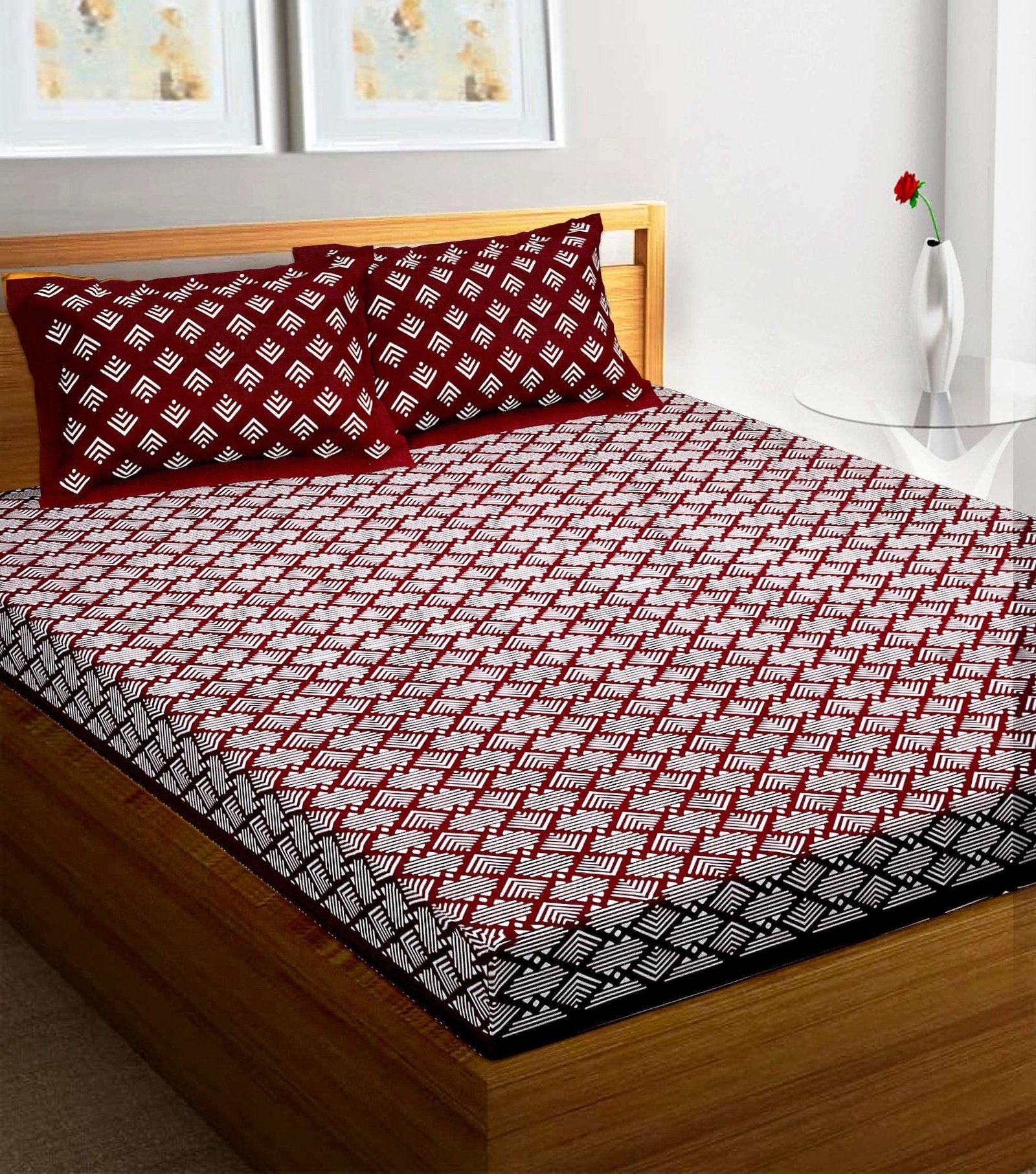 100% Pure Cotton Traditional  Printed Bedsheet for Double Bed King Size Bedsheet with 2 Pillow Covers