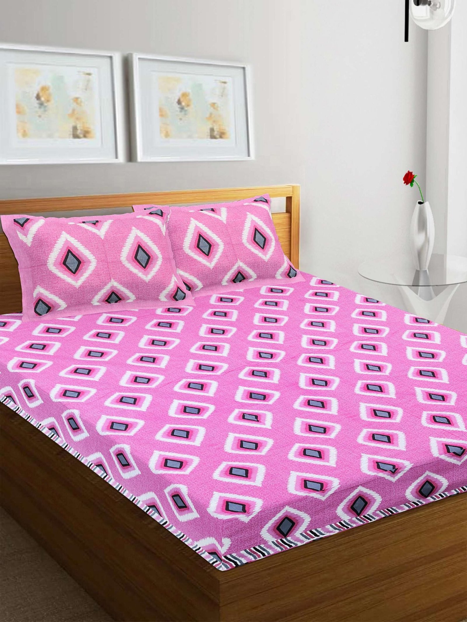 100% Pure Cotton Traditional  Printed Bedsheet for Double Bed King Size Bedsheet with 2 Pillow Covers