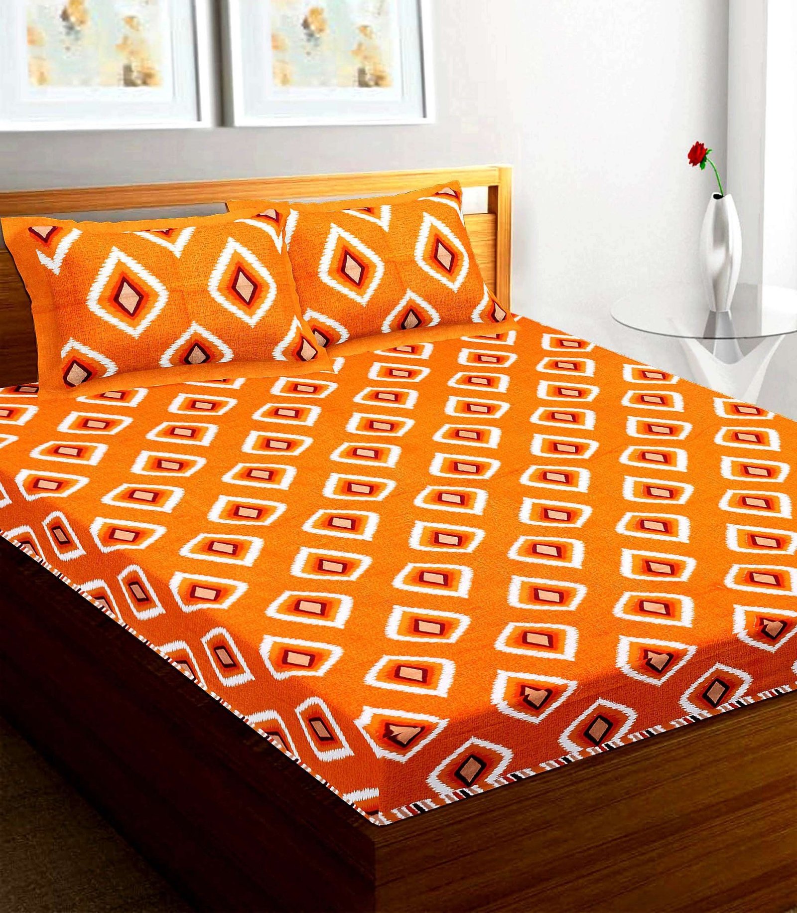 100% Pure Cotton Traditional  Printed Bedsheet for Double Bed King Size Bedsheet with 2 Pillow Covers