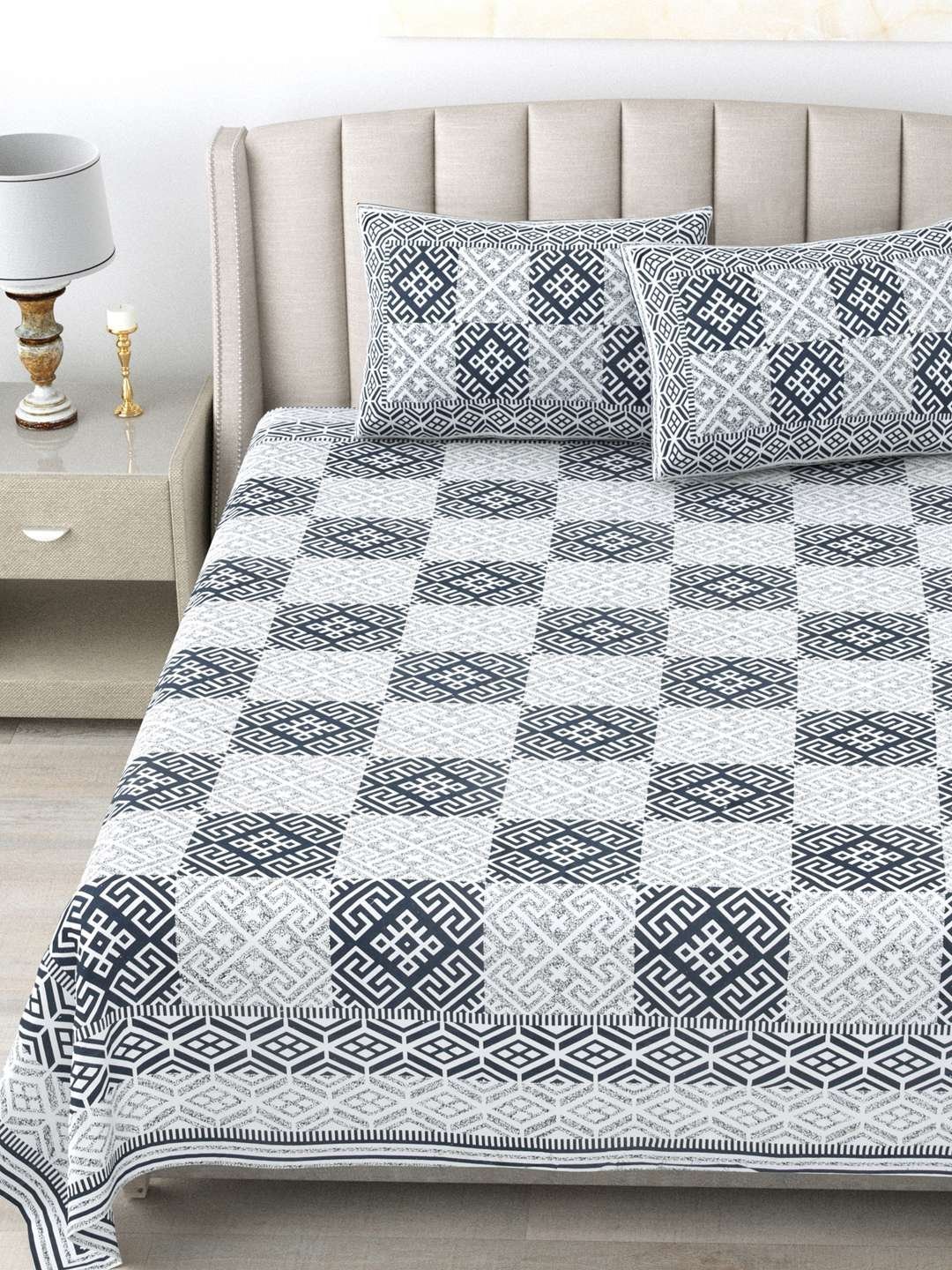 100% Pure Cotton Traditional  Printed Bedsheet for Double Bed King Size Bedsheet with 2 Pillow Covers