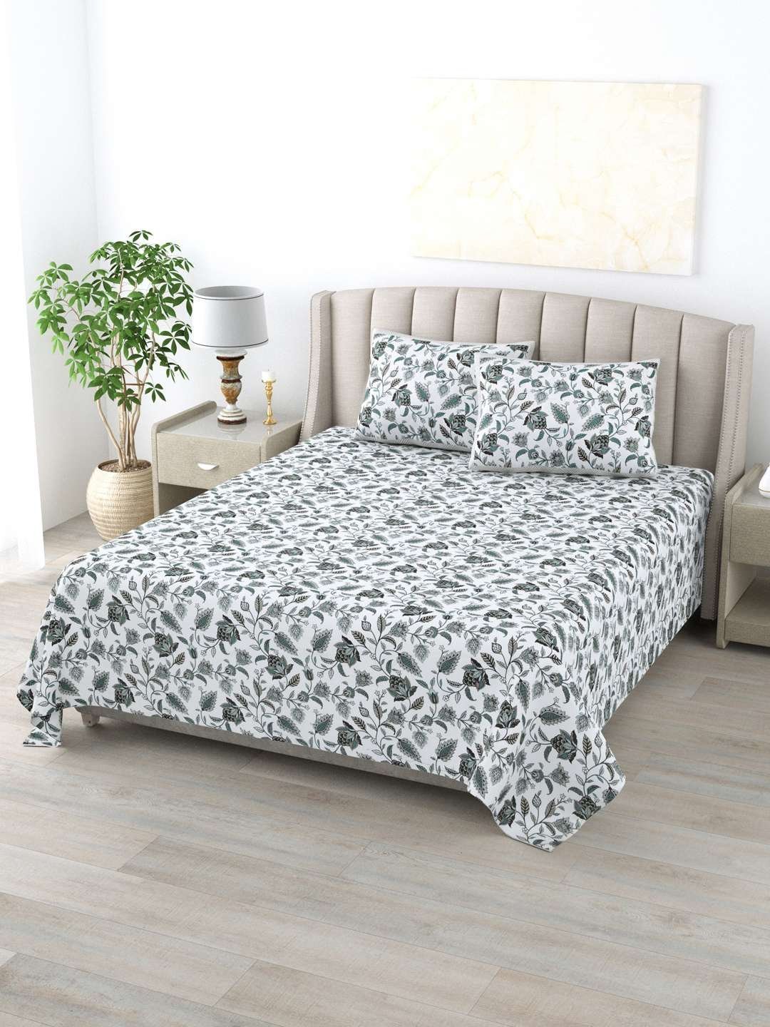 100% Pure Cotton Traditional  Printed Bedsheet for Double Bed King Size Bedsheet with 2 Pillow Covers