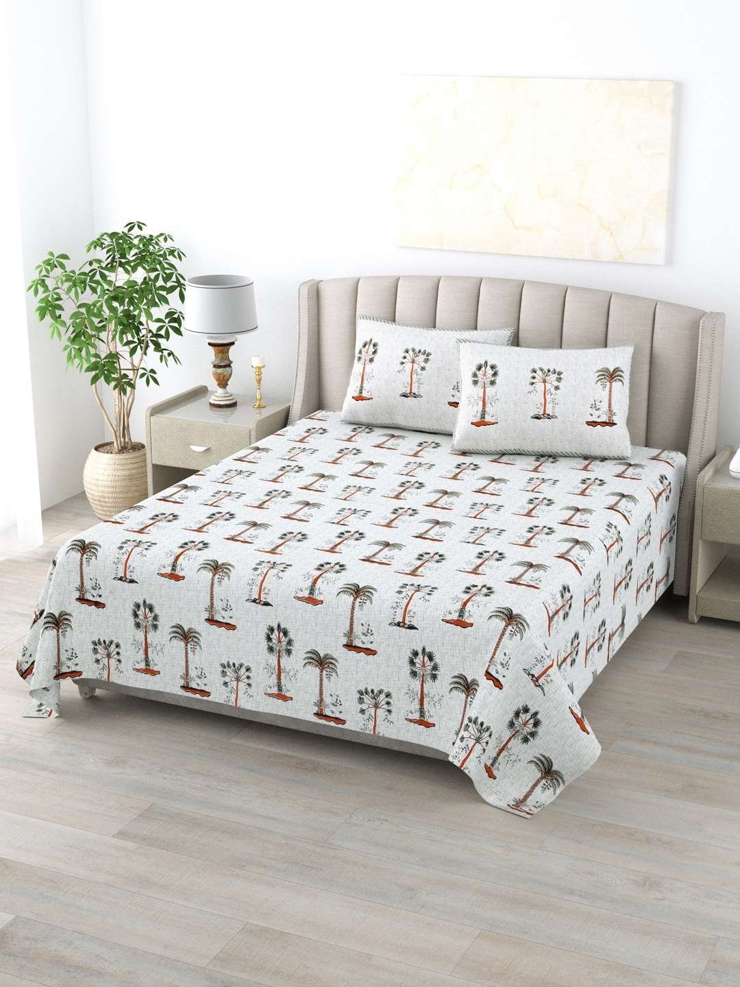 100% Pure Cotton Traditional  Printed Bedsheet for Double Bed King Size Bedsheet with 2 Pillow Covers
