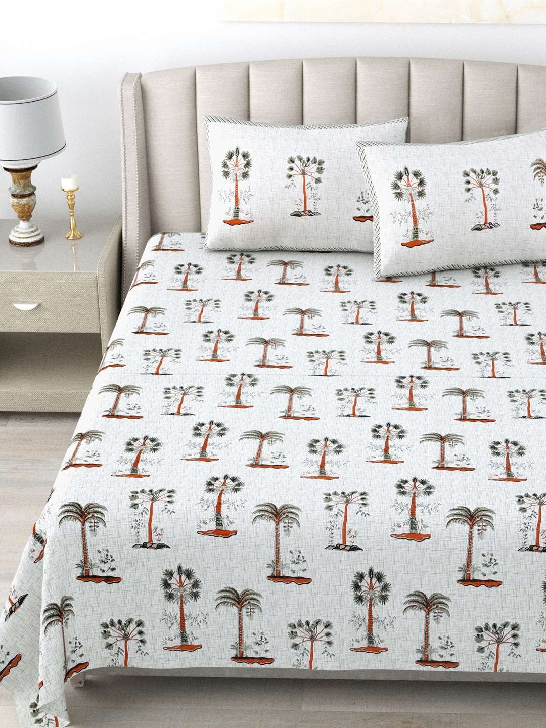 100% Pure Cotton Traditional  Printed Bedsheet for Double Bed King Size Bedsheet with 2 Pillow Covers