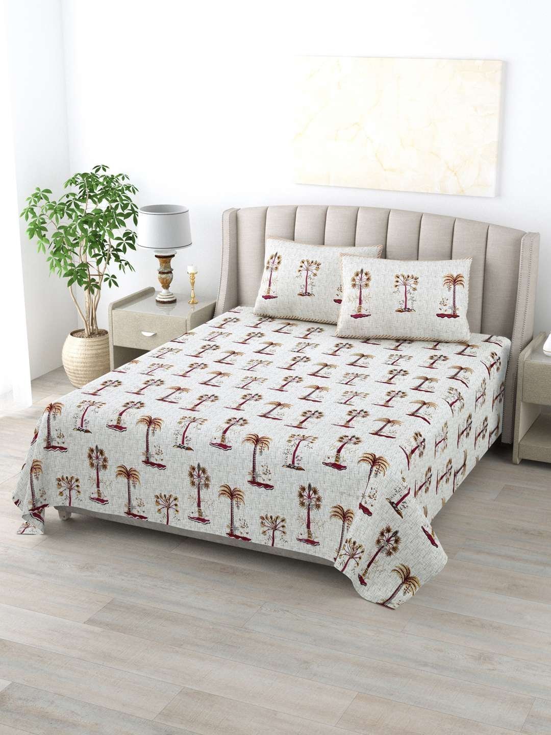 100% Pure Cotton Traditional  Printed Bedsheet for Double Bed King Size Bedsheet with 2 Pillow Covers
