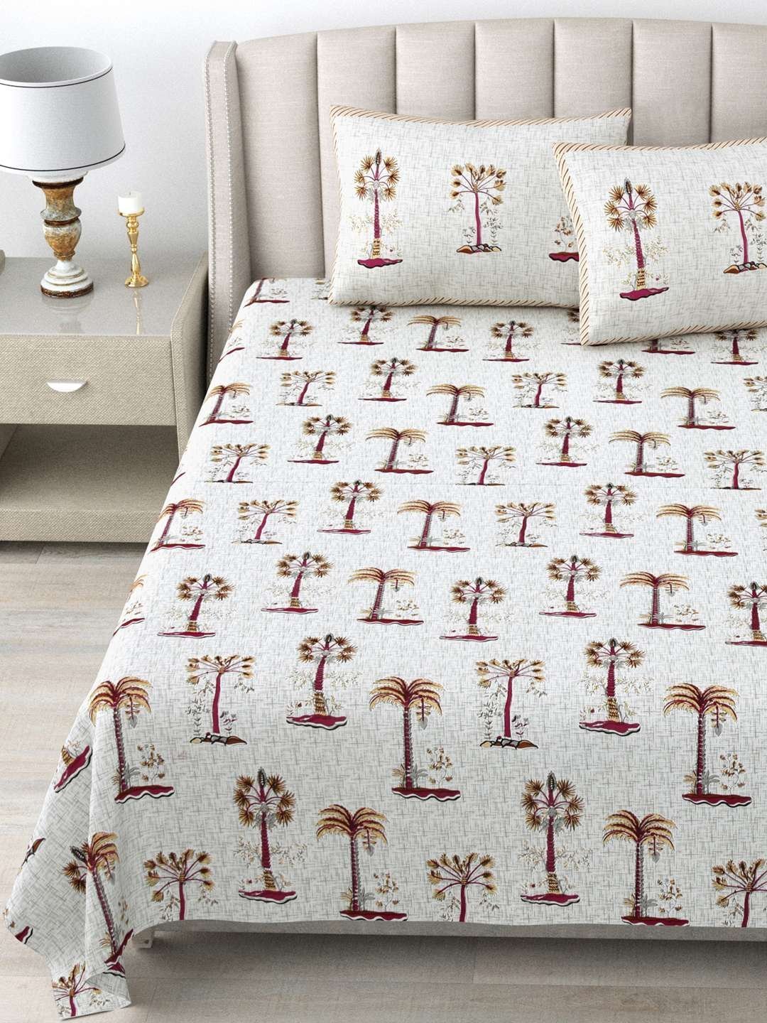 100% Pure Cotton Traditional  Printed Bedsheet for Double Bed King Size Bedsheet with 2 Pillow Covers