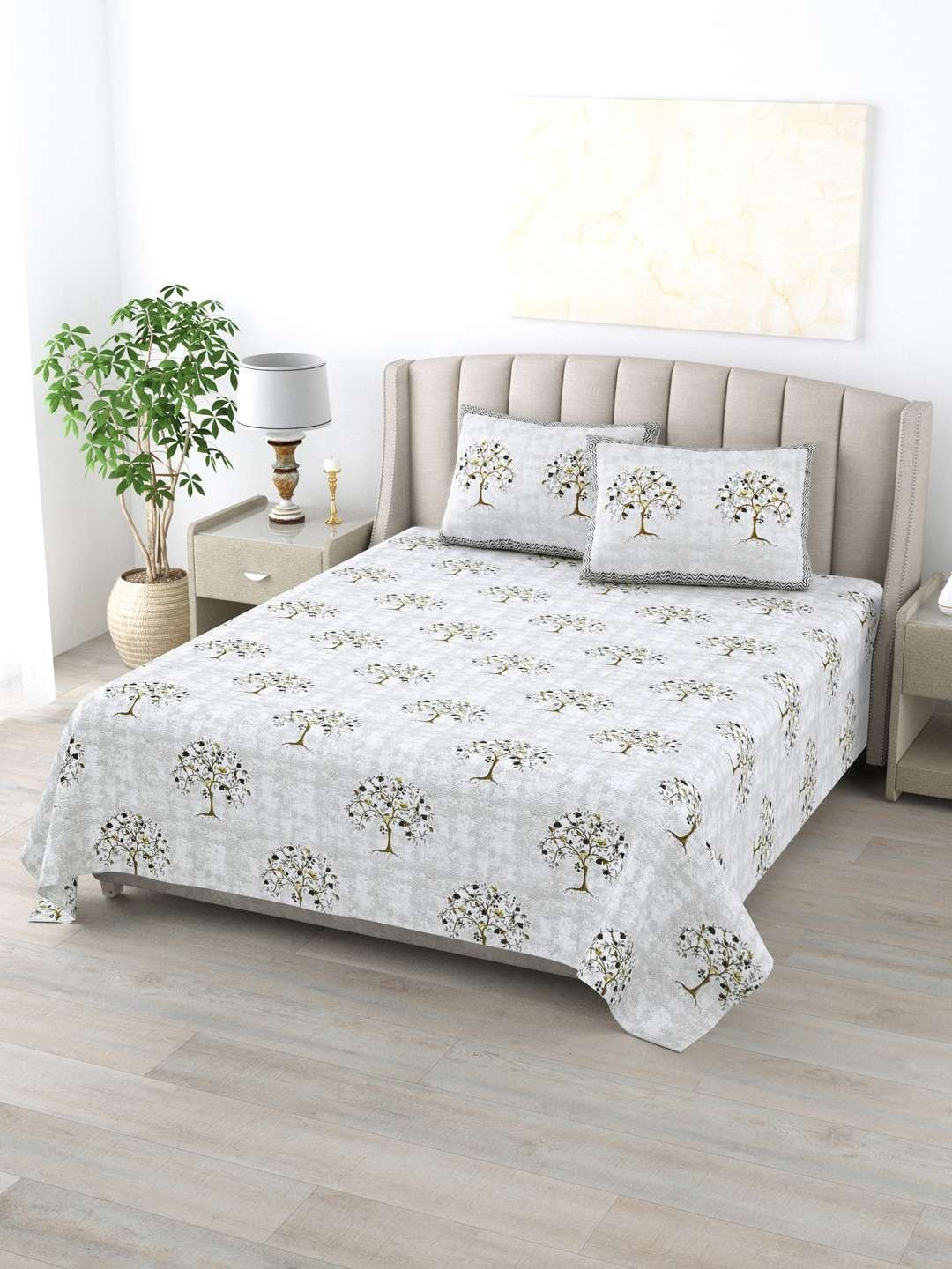 100% Pure Cotton Traditional  Printed Bedsheet for Double Bed King Size Bedsheet with 2 Pillow Covers