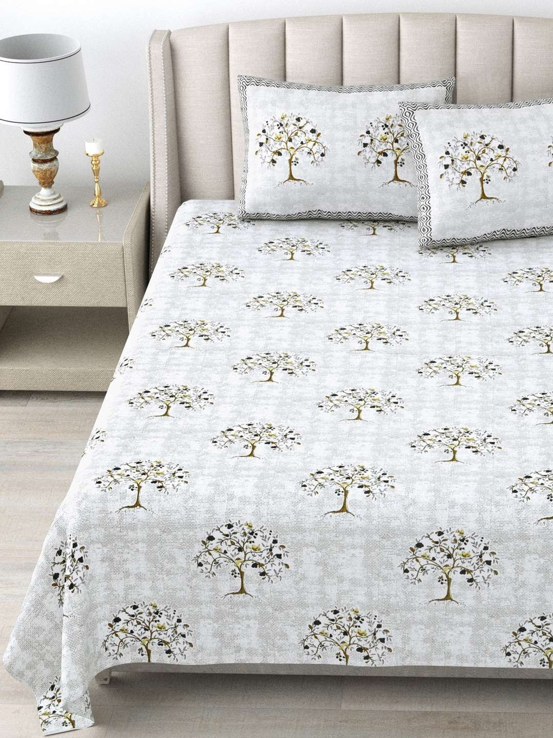 100% Pure Cotton Traditional  Printed Bedsheet for Double Bed King Size Bedsheet with 2 Pillow Covers