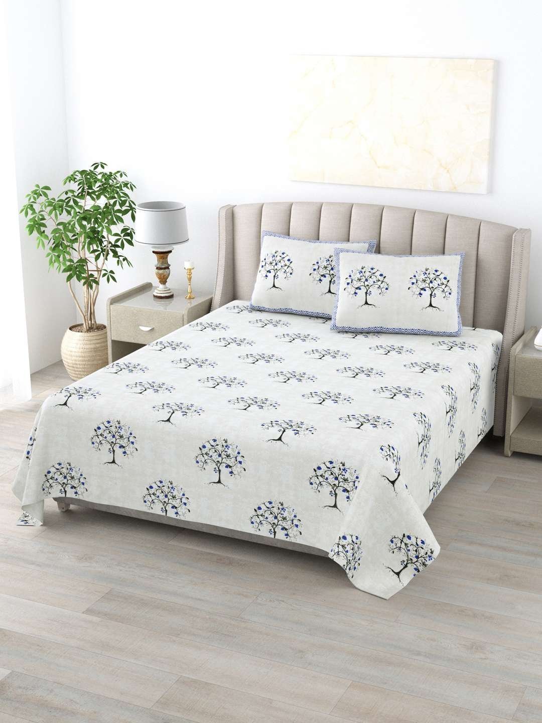 100% Pure Cotton Traditional  Printed Bedsheet for Double Bed King Size Bedsheet with 2 Pillow Covers