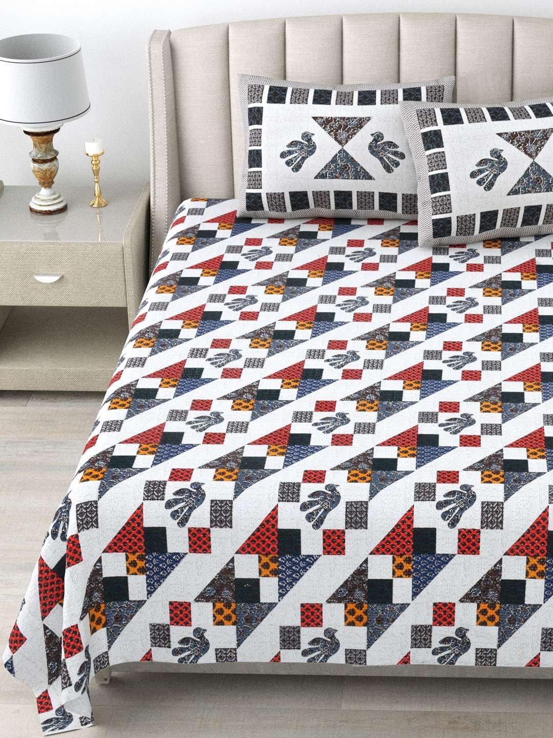 100% Pure Cotton Traditional  Printed Bedsheet for Double Bed King Size Bedsheet with 2 Pillow Covers