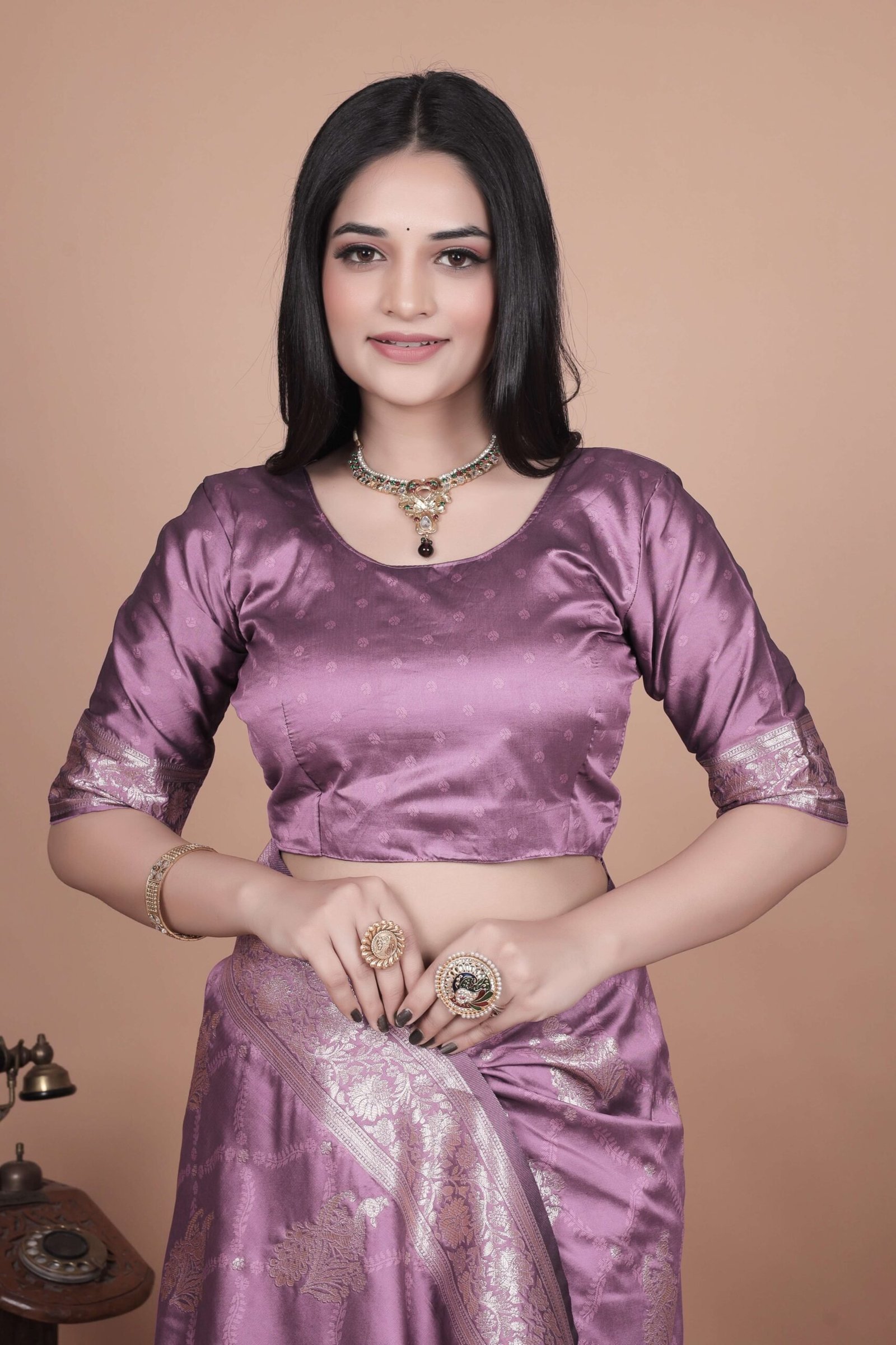 Lavender Banarasi Silk Saree with Silver Zari | Floral & Paisley Motifs | Wedding, Festive & Traditional Wear