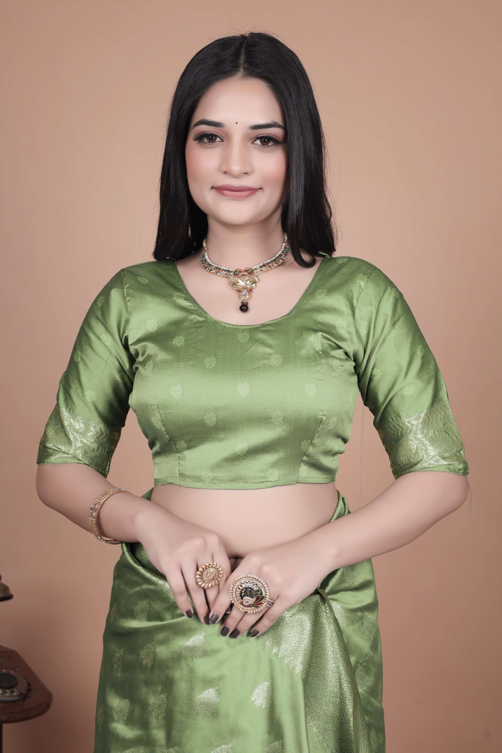 Lime Green Banarasi Silk Saree with Golden Zari & Peacock Motifs | Wedding, Festive & Traditional Wear | Designer Saree