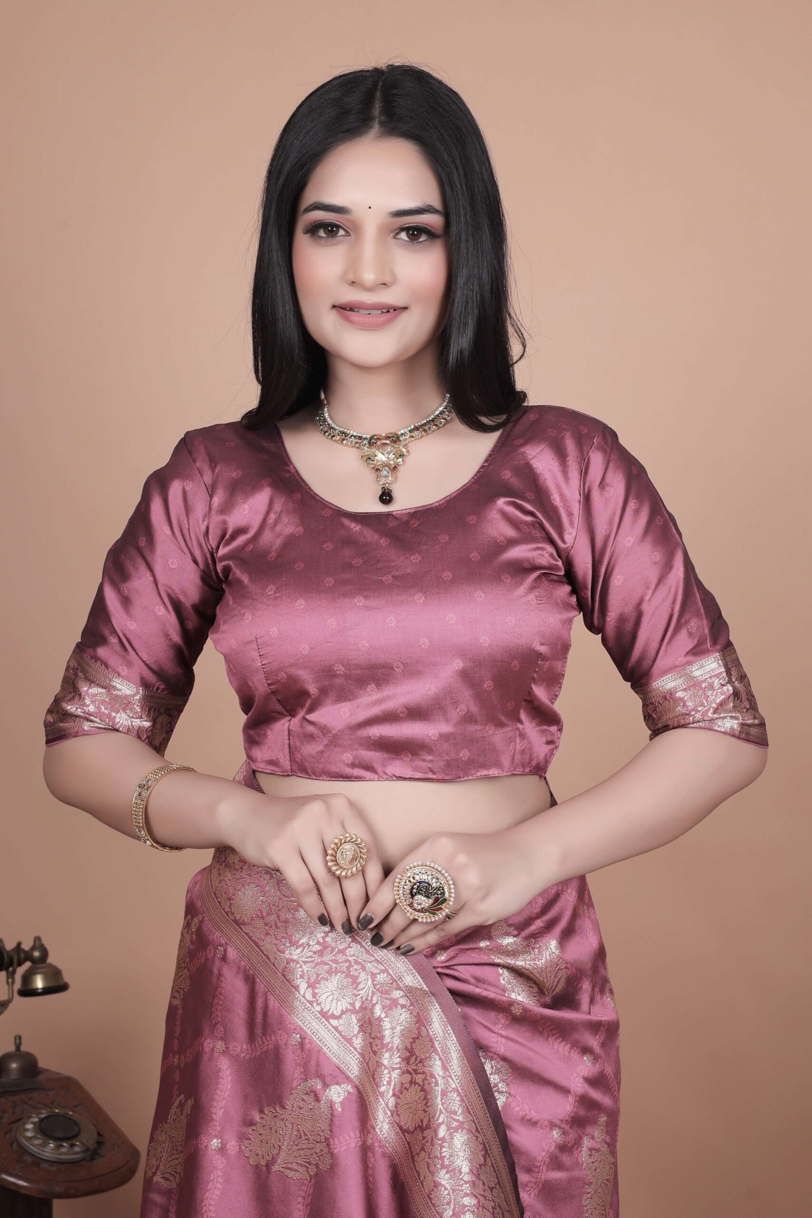 Rose Pink Banarasi Silk Saree with Silver Zari | Floral & Paisley Motifs | Wedding, Festive & Traditional Wear