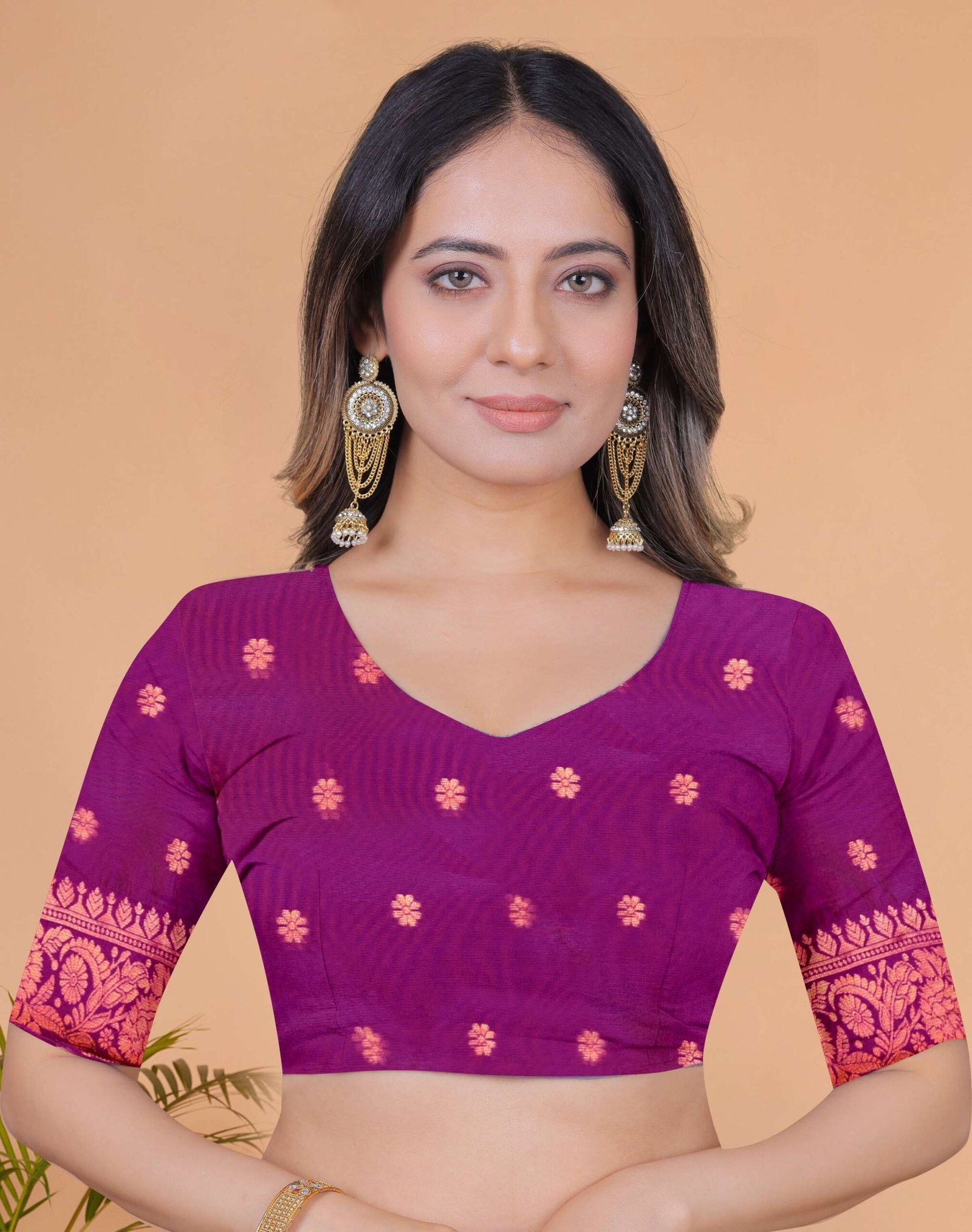 Rosewood Elegance Banarasi Silk Saree with Plum Zari Work & Blouse | Engagement, Festival, Sangeet & Traditional Wear