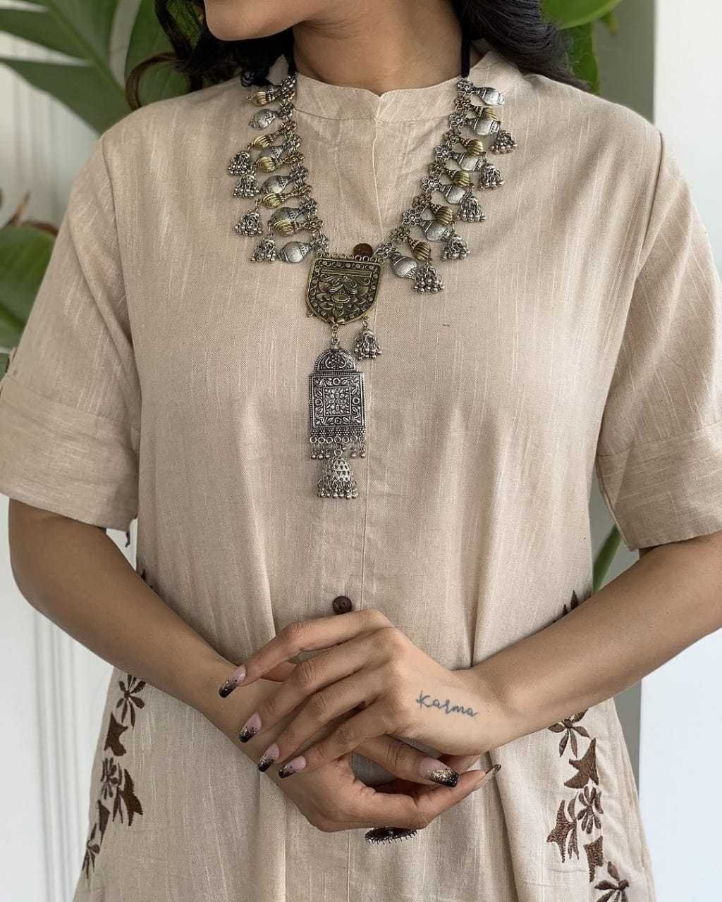 Women’s Cotton Embroiderd Long A-Line Kurti with Palazzo