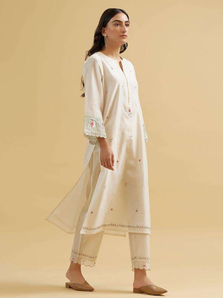 Women’s Cotton Embroidered Straight Kurti With Pant