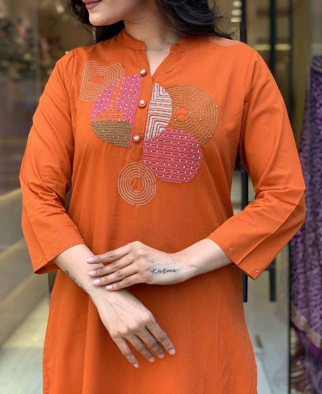 Women’s Cotton Embroidery Straight Kurti Pant With Dupatta Set