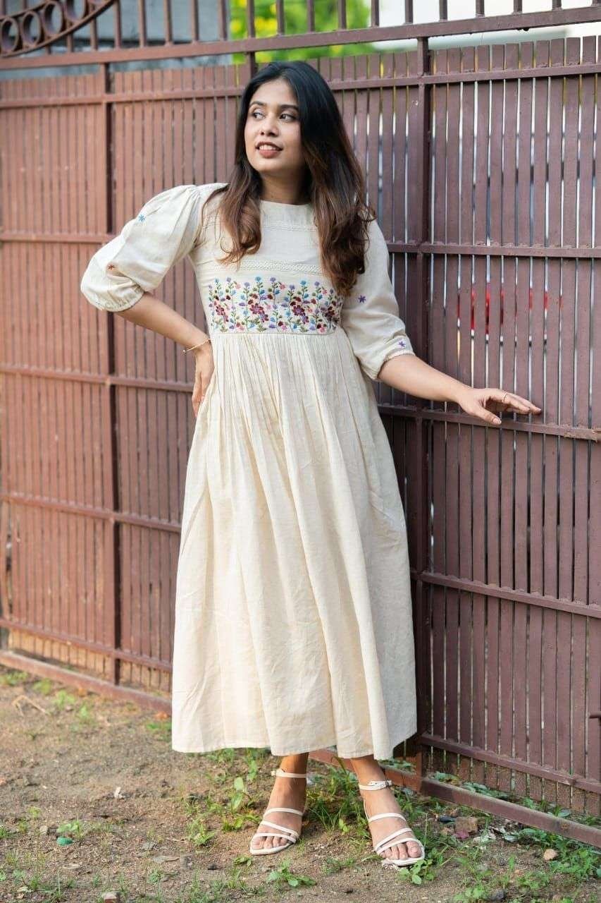 Women’s Cotton Floral Embroidery Anarkali Kurti (Gown)