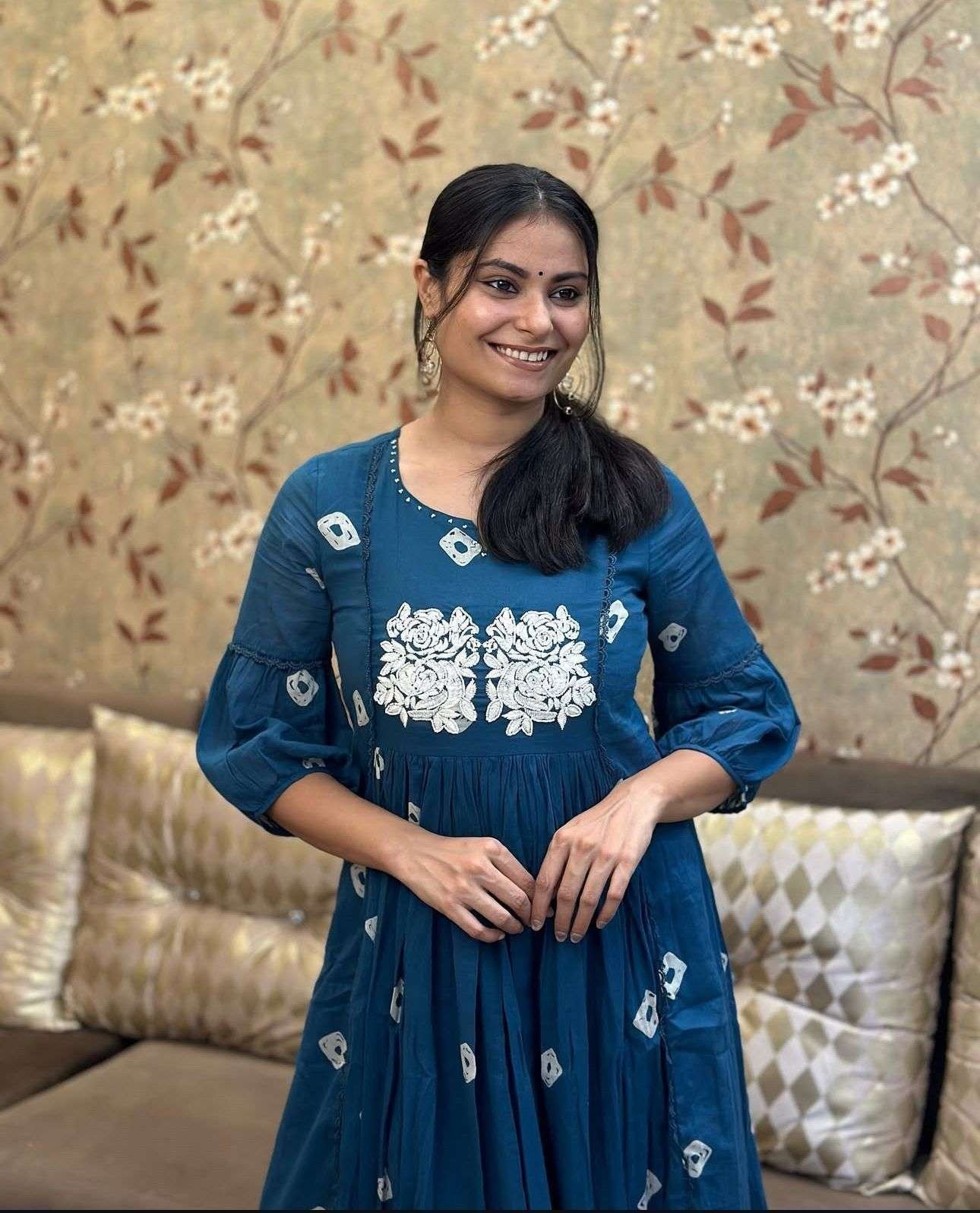 Women’s Cotton Hand Block Printed Anarkali Kurti