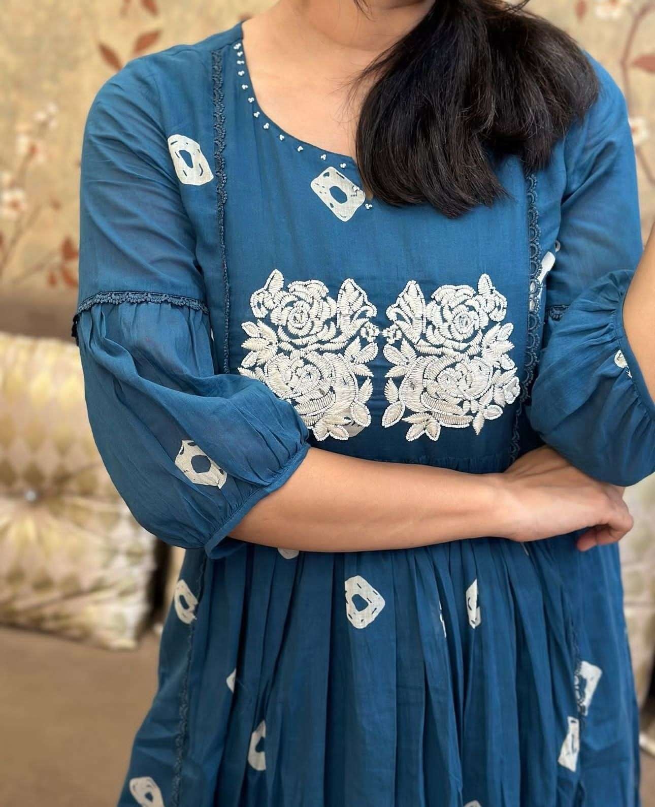 Women’s Cotton Hand Block Printed Anarkali Kurti