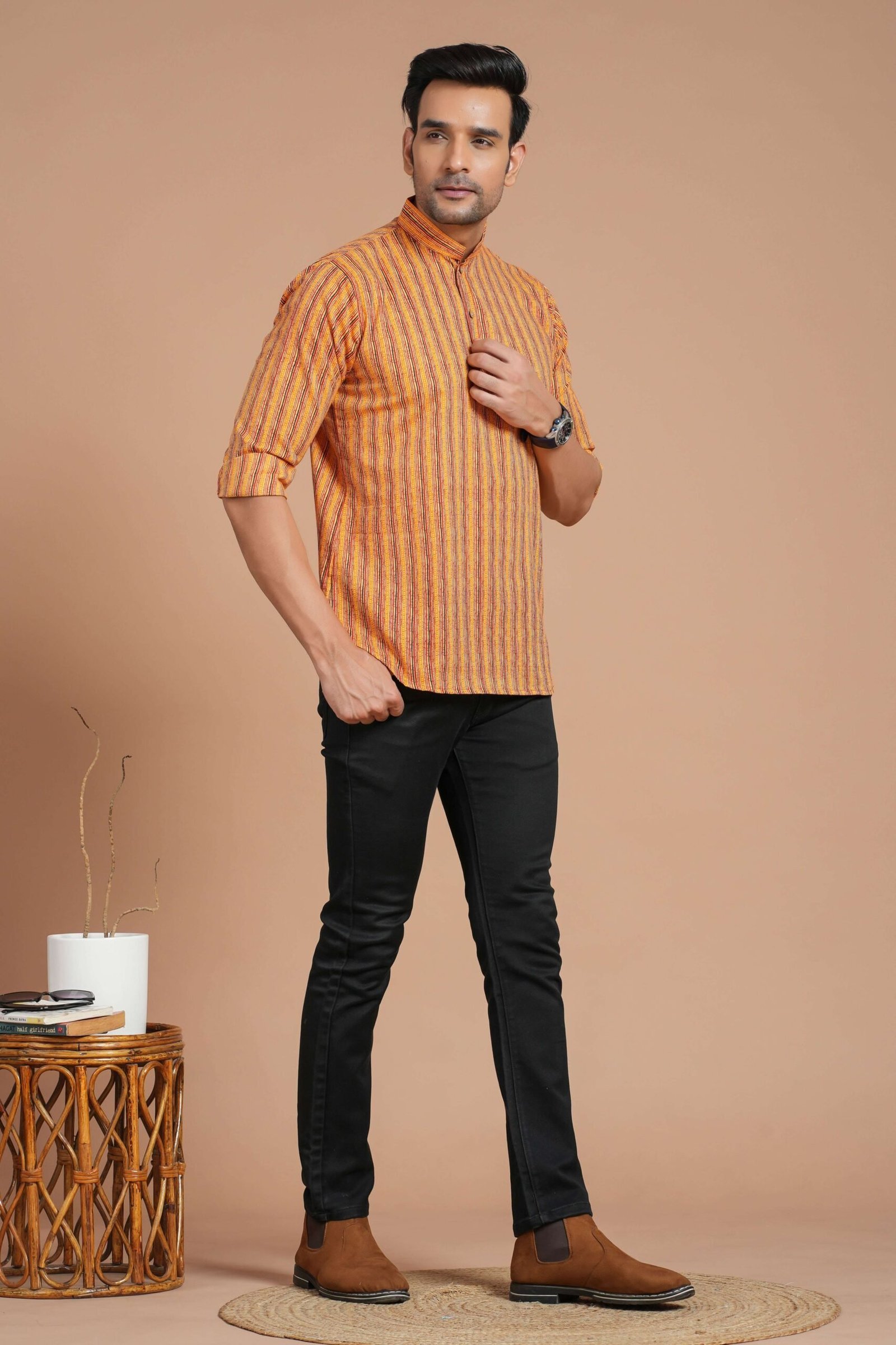 Men’s Cotton Striped Casual Kurta ? Daily Wear & Festive Outfit