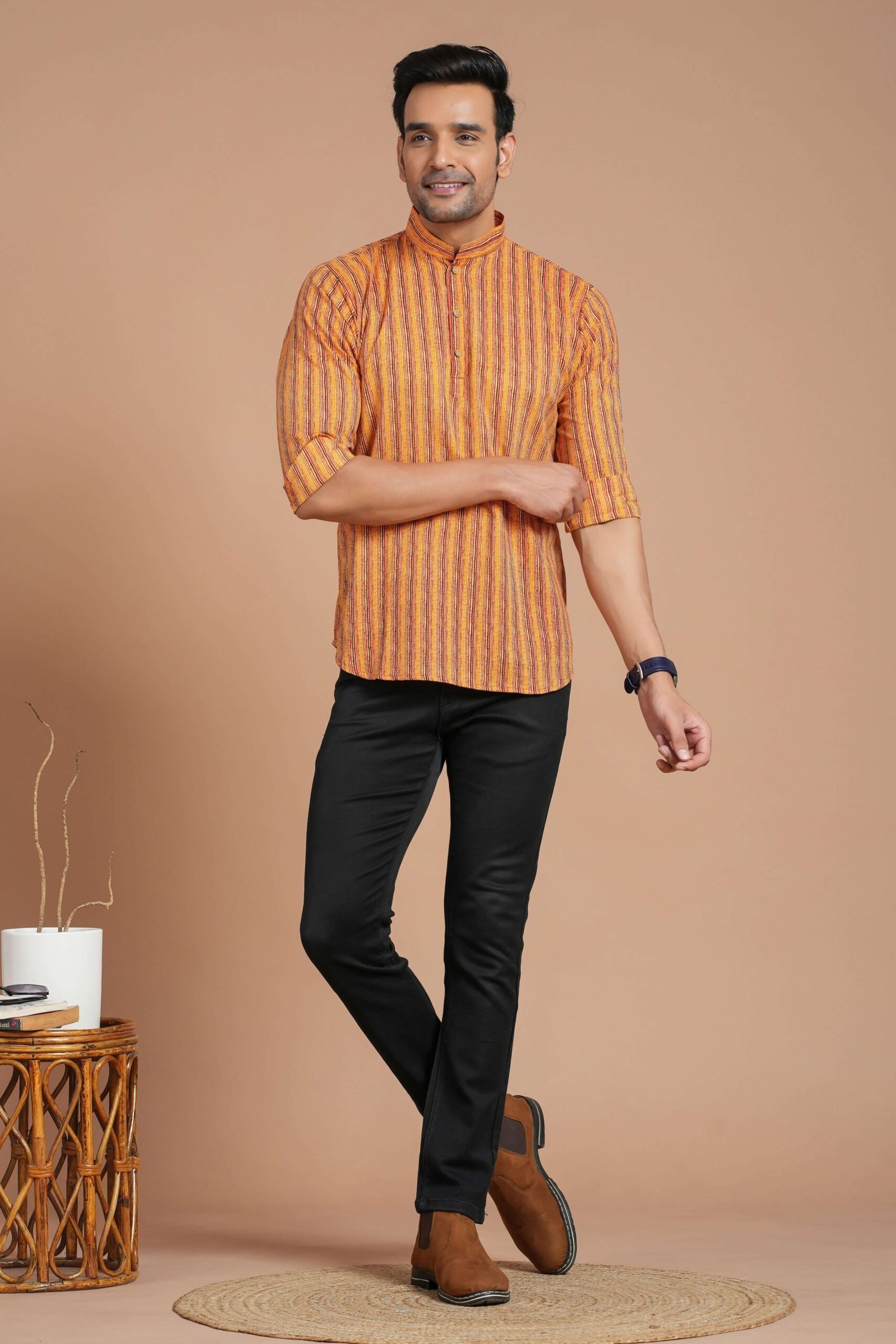 Men’s Cotton Striped Casual Kurta ? Daily Wear & Festive Outfit