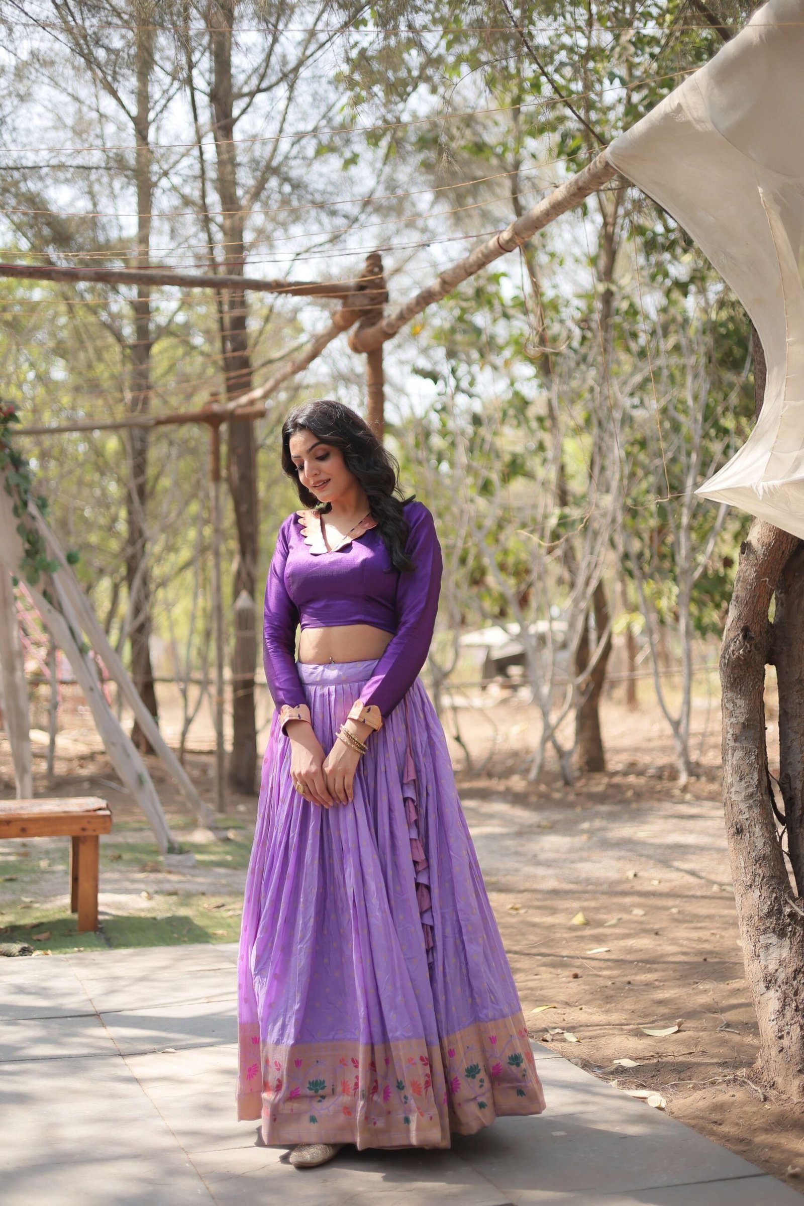 Dayble Viscose Kalamkari Lehenga Choli with Designer Blouse