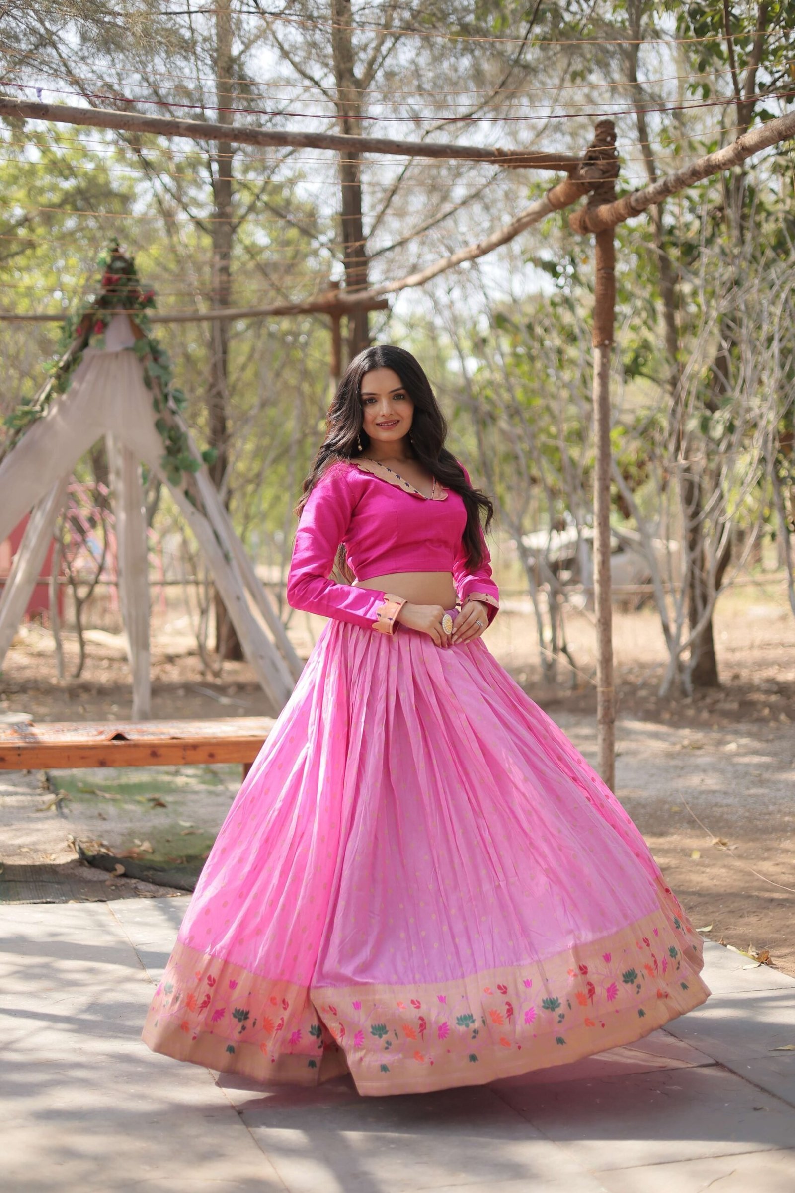 Dayble Viscose Kalamkari Lehenga Choli with Designer Blouse