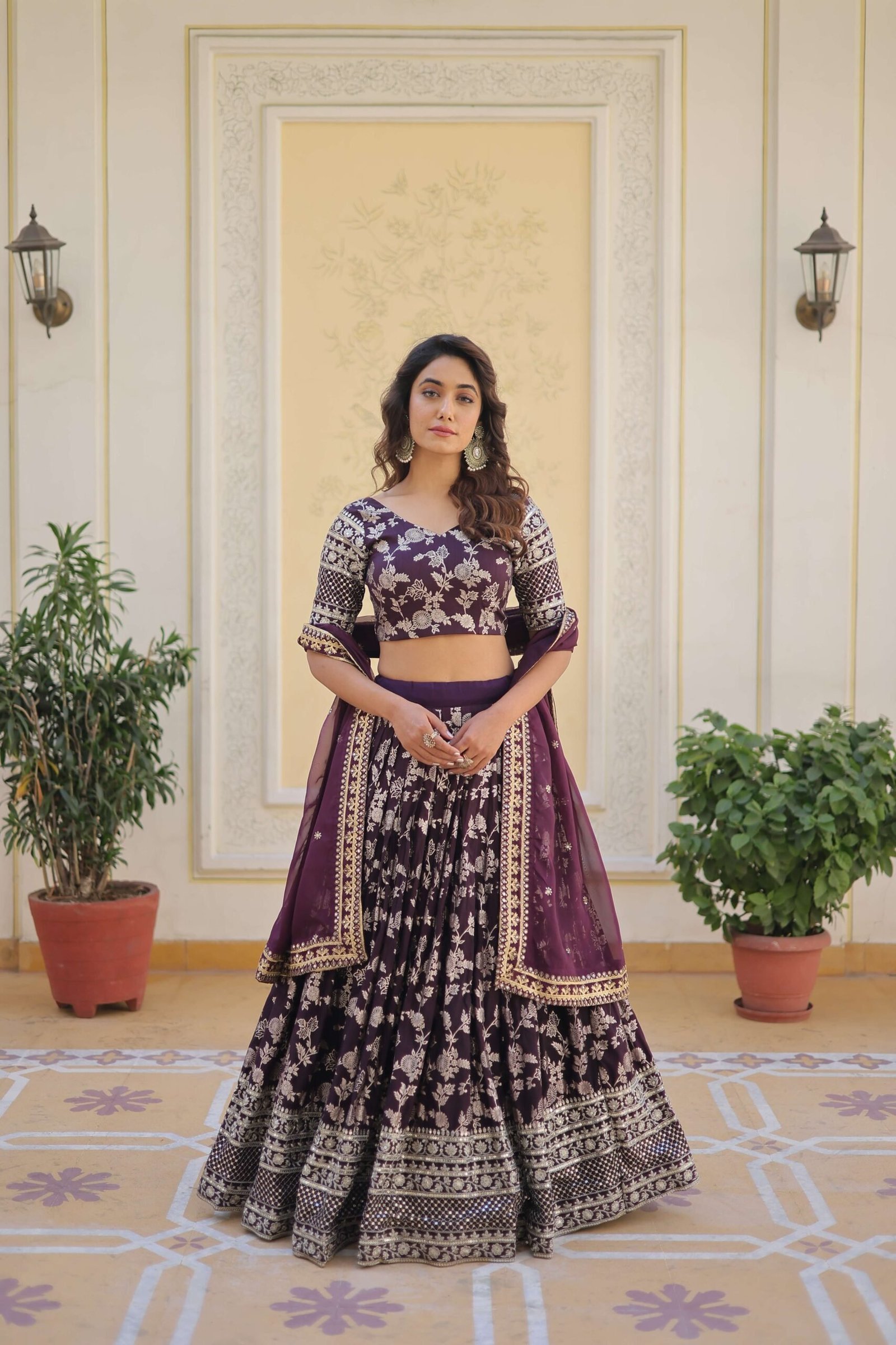 Designer Pure Viscose Jacquard Embroidered Lehenga Choli with Dupatta ?