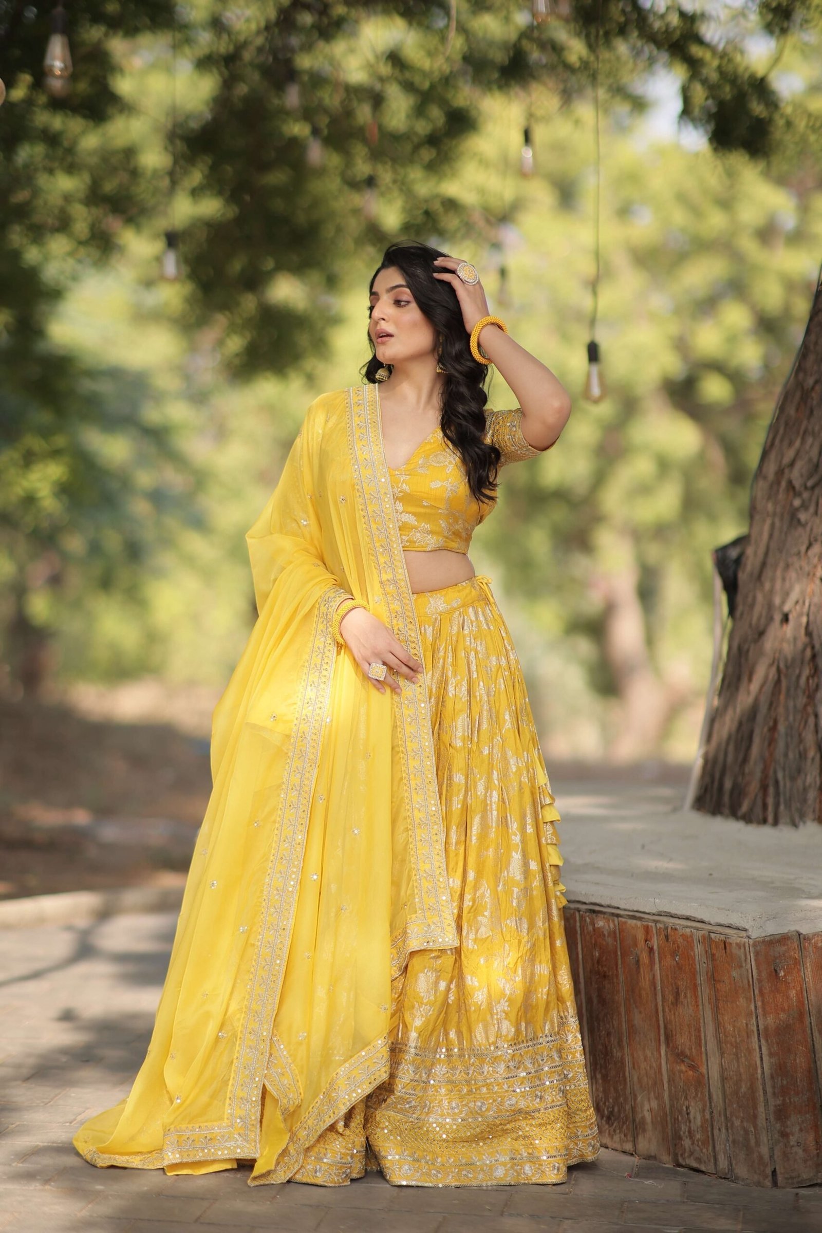 Designer Pure Viscose Jacquard Embroidered Lehenga Choli with Dupatta ?