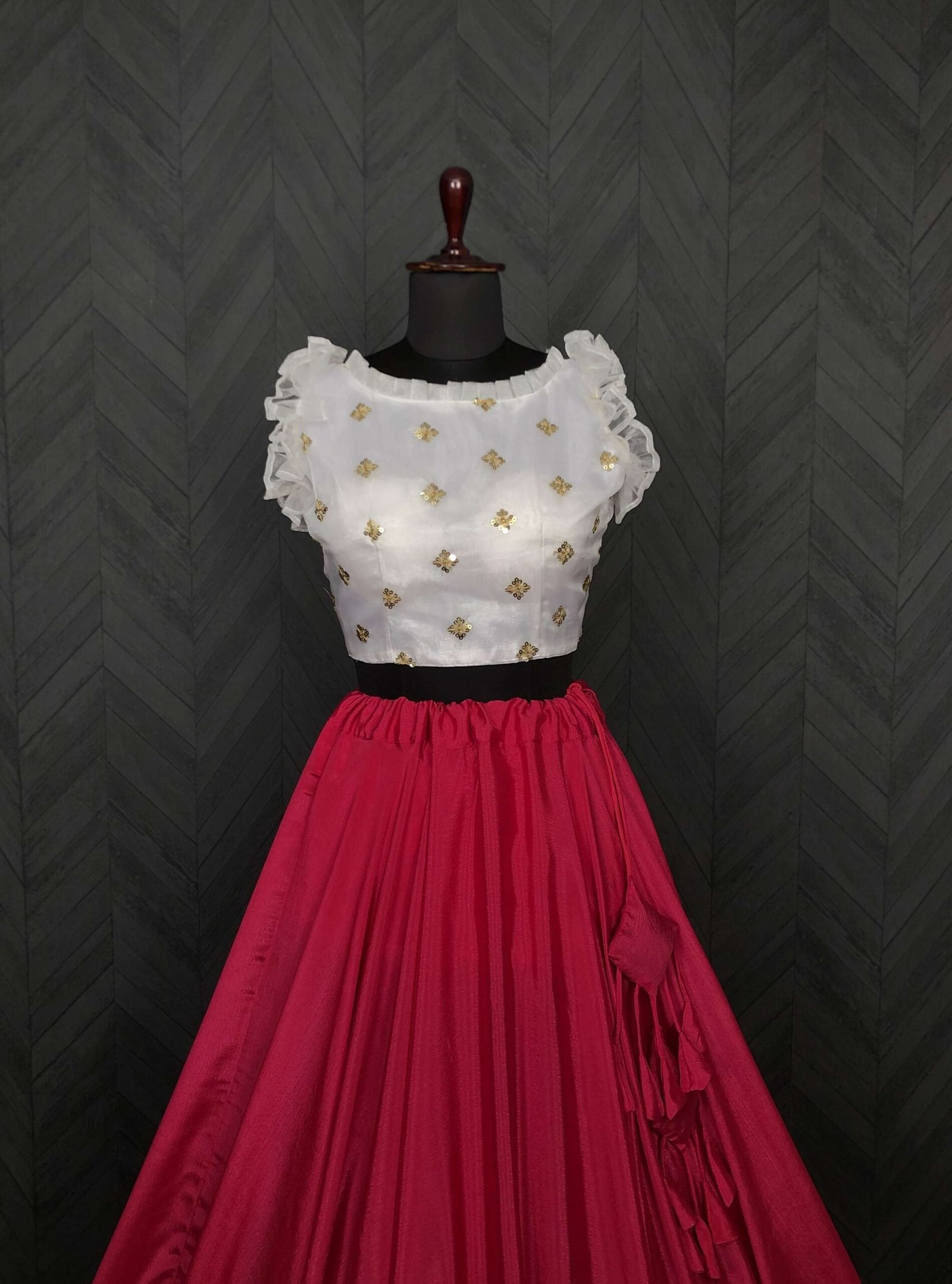 Premium Chinnon Lehenga with Organza Sequin Blouse ? Readymade Set