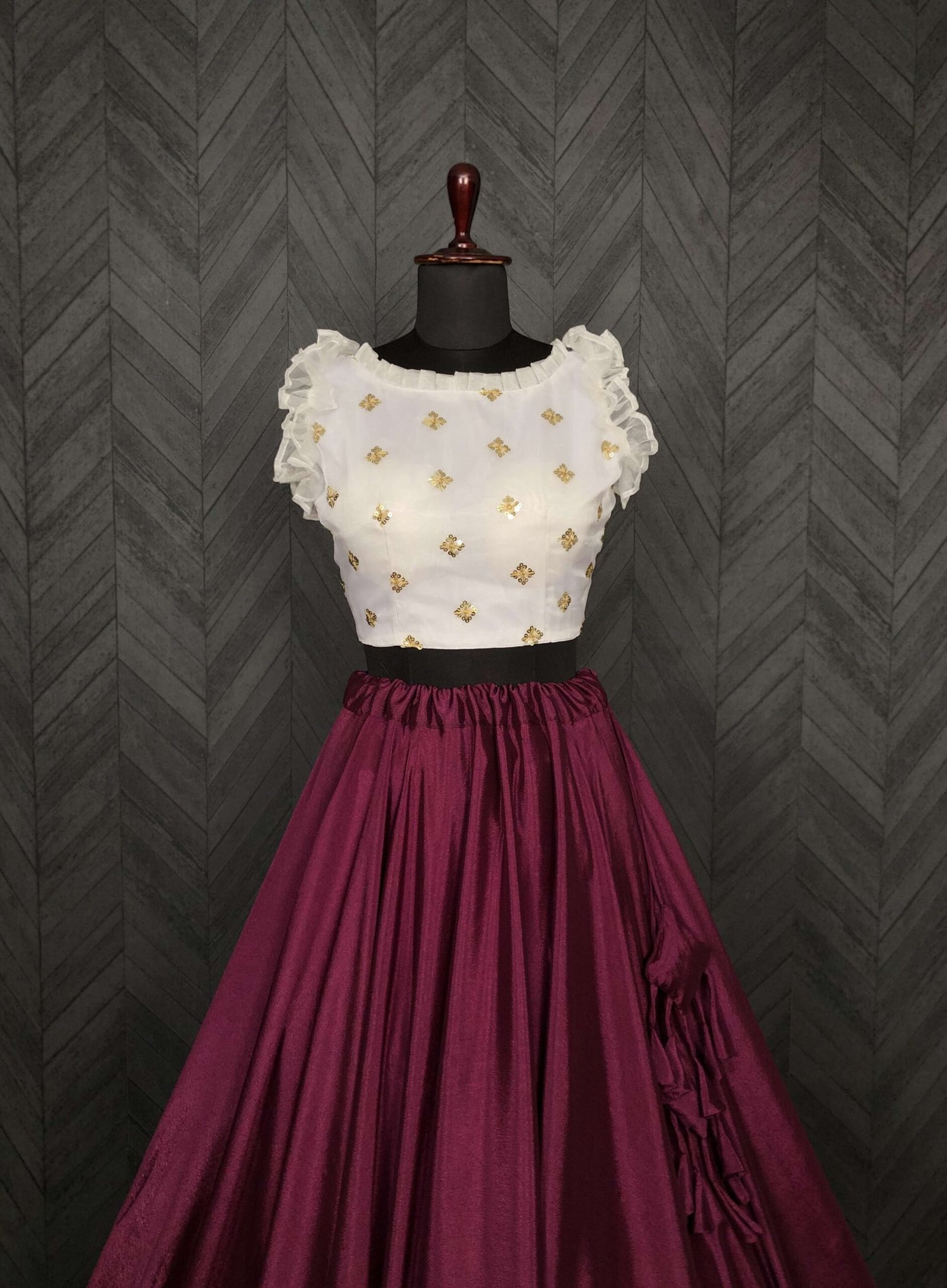 Premium Chinnon Lehenga with Organza Sequin Blouse ? Readymade Set