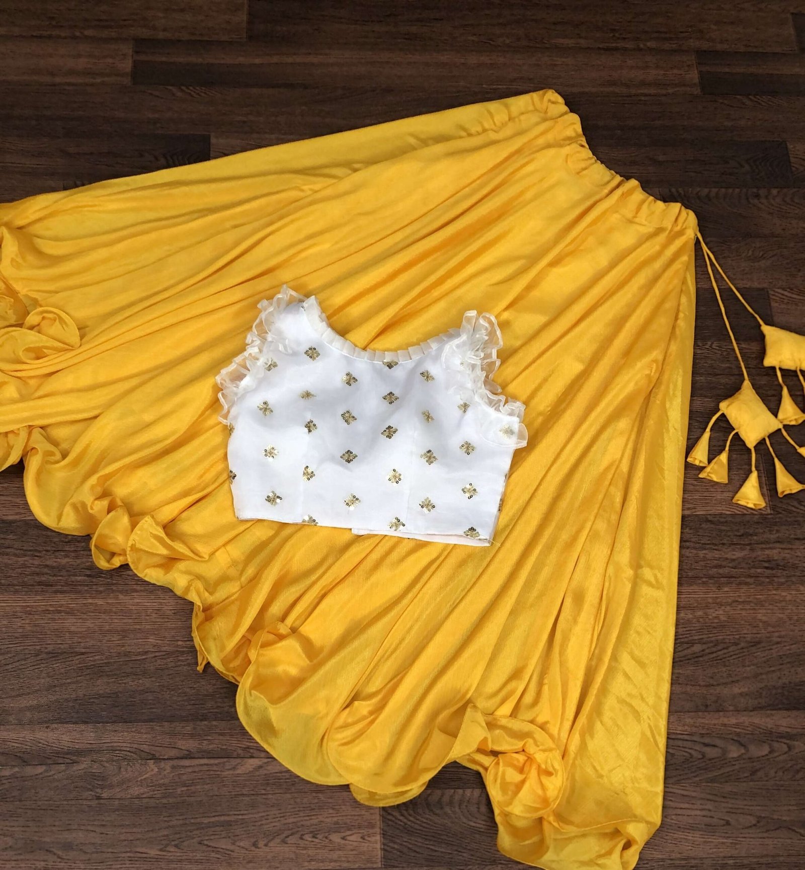 Premium Chinnon Lehenga with Organza Sequin Blouse ? Readymade Set