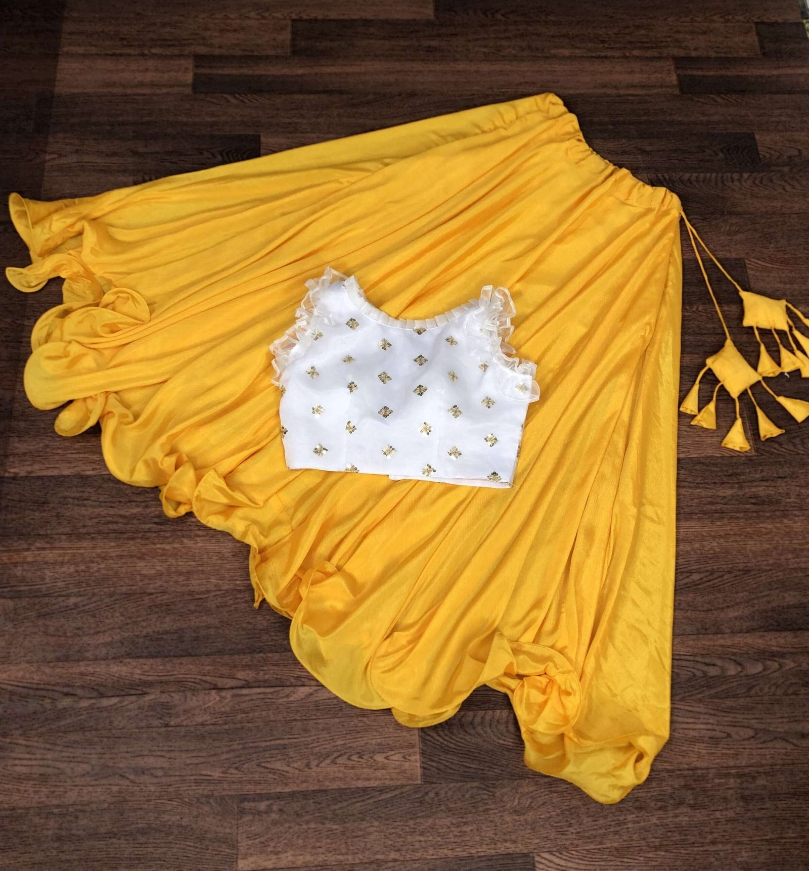 Premium Chinnon Lehenga with Organza Sequin Blouse ? Readymade Set