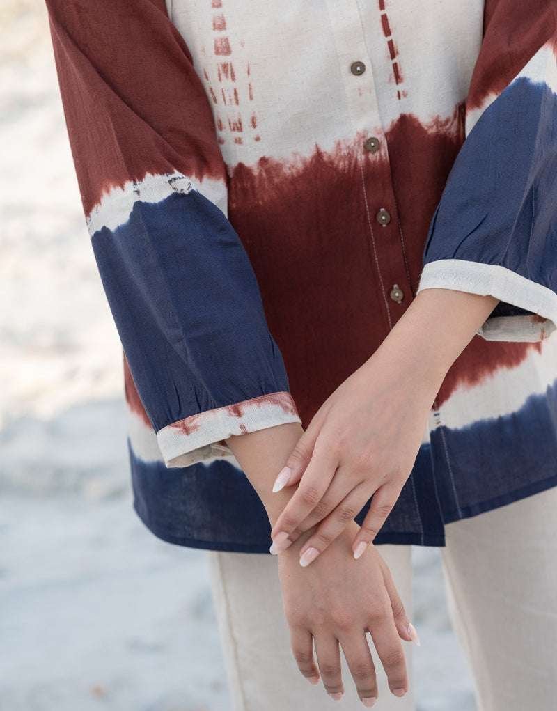 Women’s Cotton Tie-Dye Print Straight Shirt With Pant Casual Summer Collection Cord Set ( Multi1 )