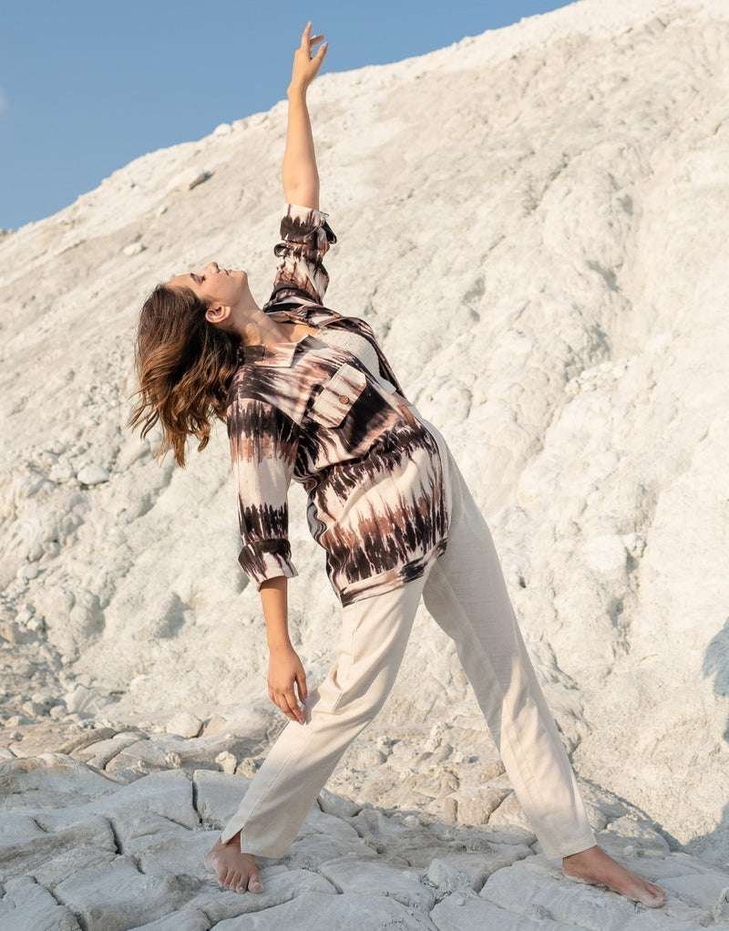 Women’s Cotton Tie-Dye Print Straight Shirt With Pant Casual Summer Collection Cord Set ( Multi2 )