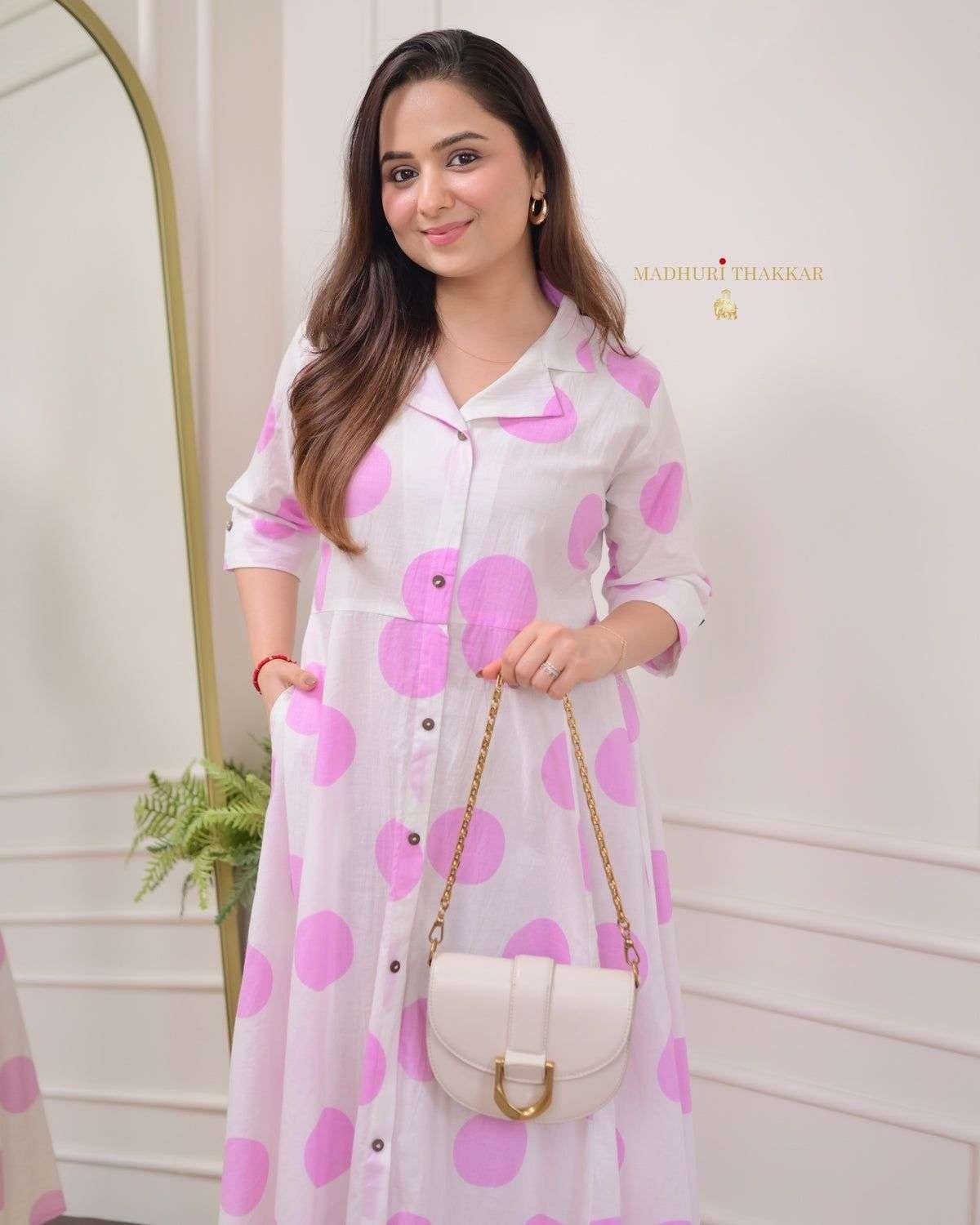 Women’s Cotton Floral Printed 3/4 quarter sleeve A-Line printed kurti